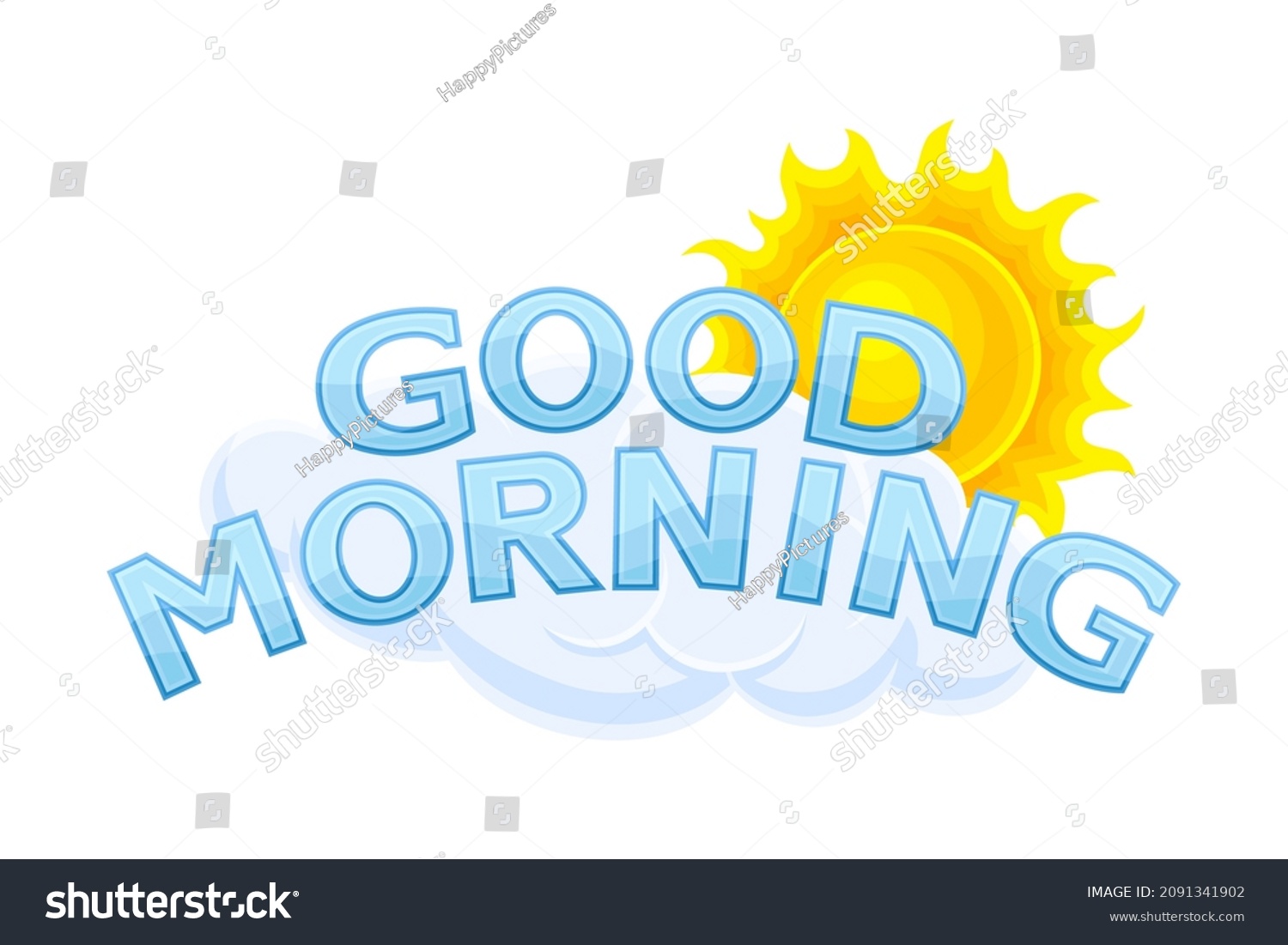 Good Morning Sun Peeping Out Behind Stock Vector (Royalty Free) 2091341902