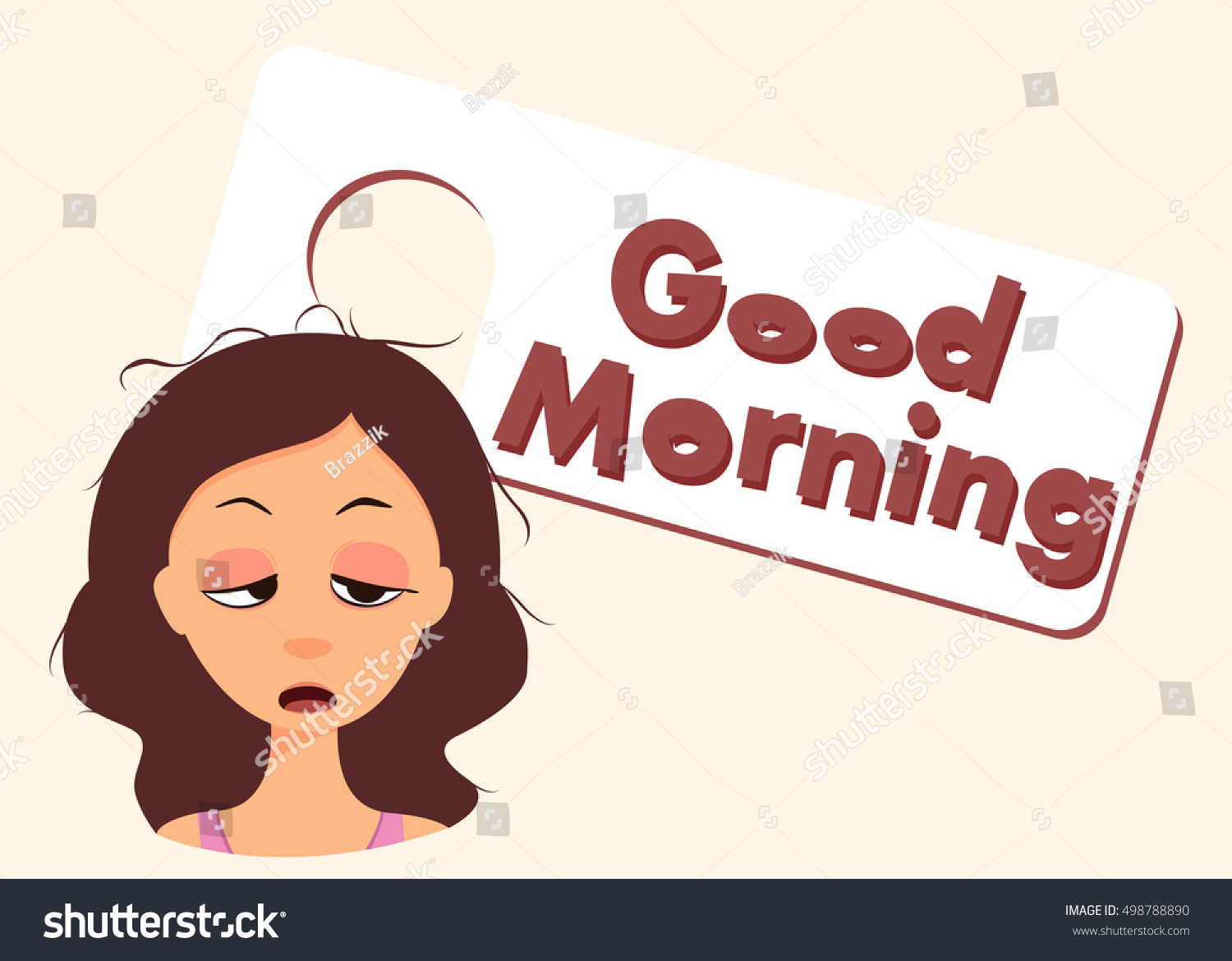 Good Morning Title Sleepy Cartoon Character Stock Vector (Royalty Free ...