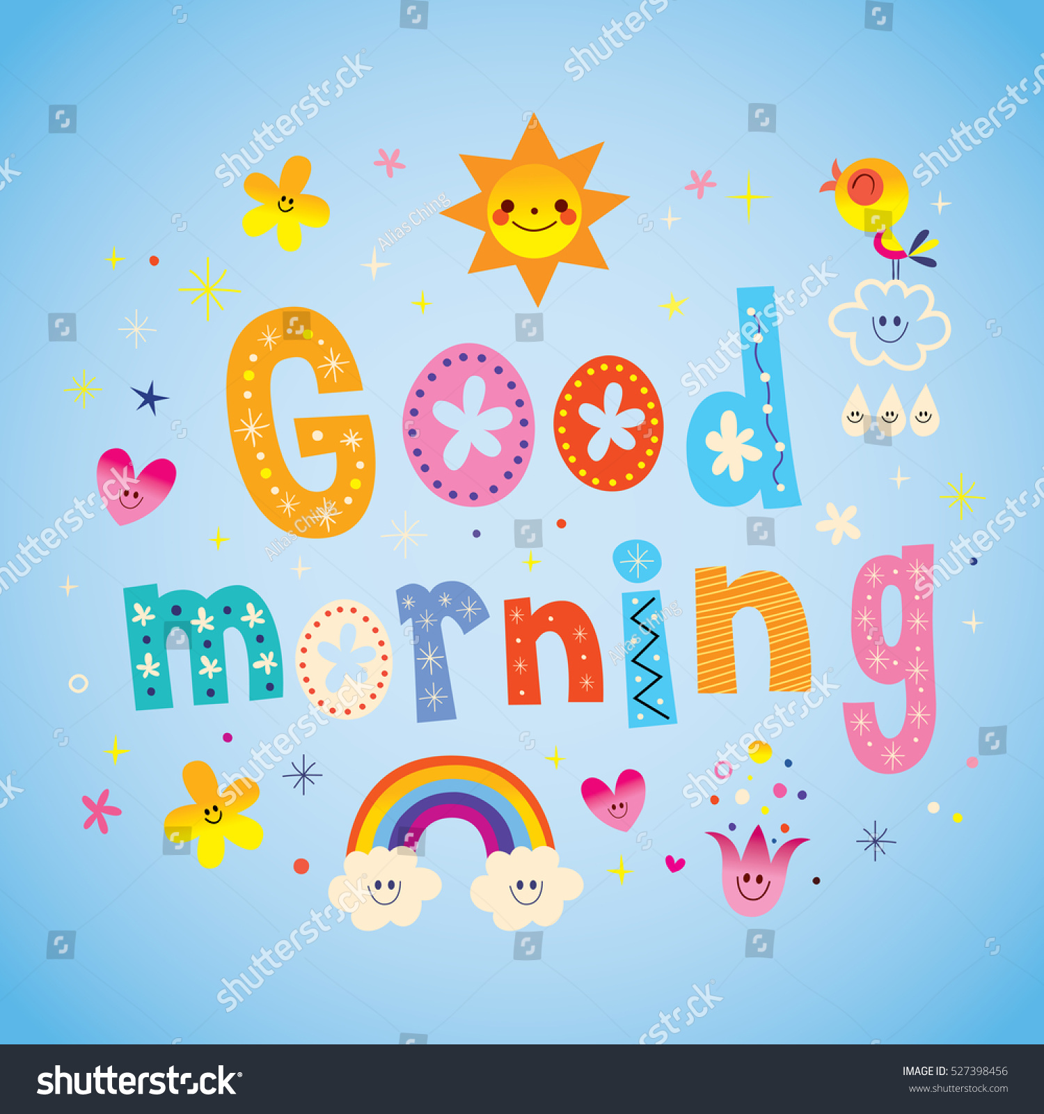 Good Morning Unique Lettering Design Cute Stock Vector (Royalty Free ...