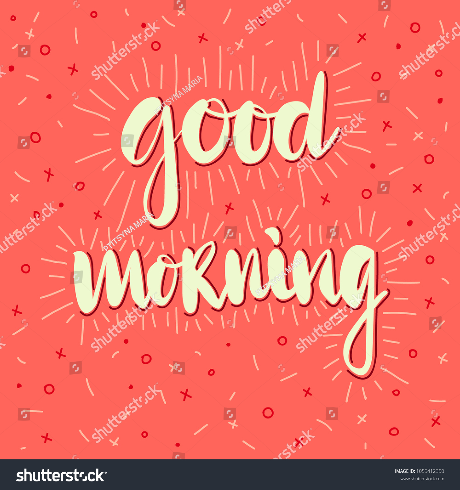 Good Morning Vector Lettering Illustration Hand Stock Vector Royalty Free 1055412350 