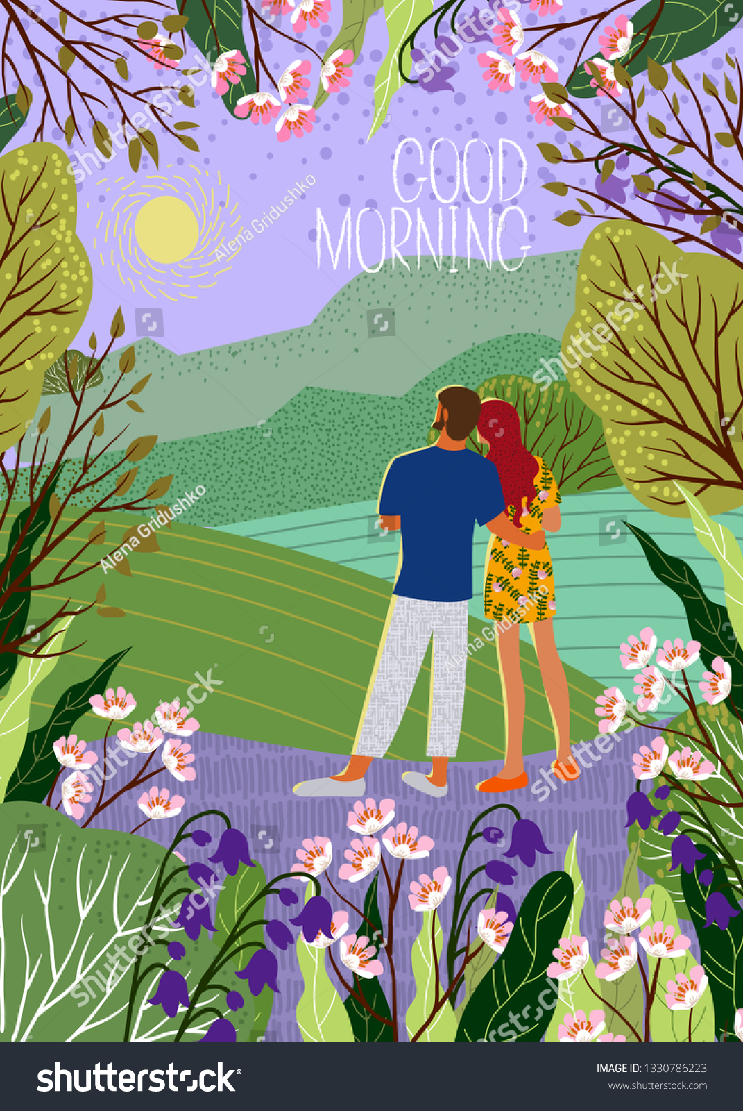 Good Morning Young Couple Meets New Stock Vector Royalty Free