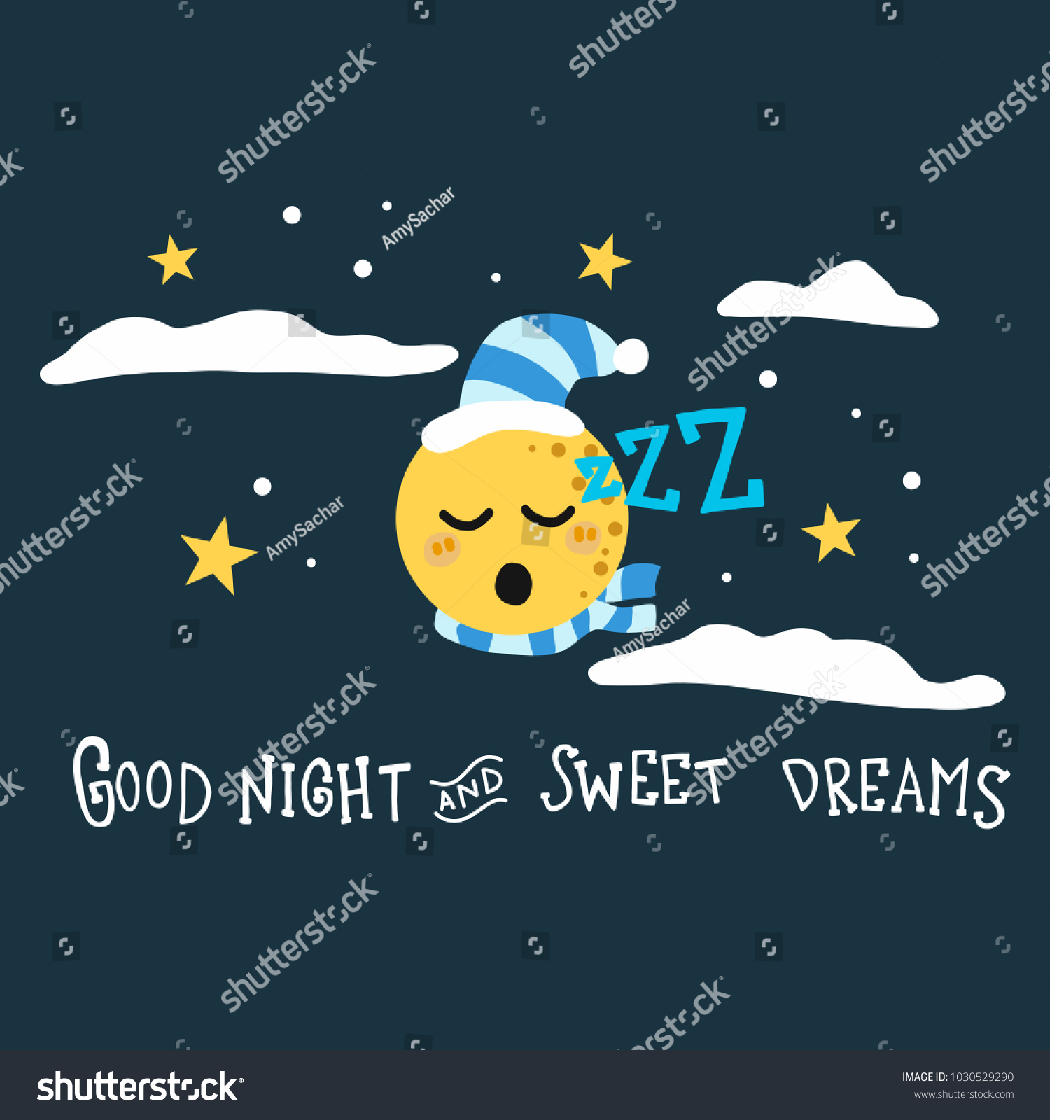 Good Night Sweet Dreams Moon Cartoon Stock Vector Royalty Free