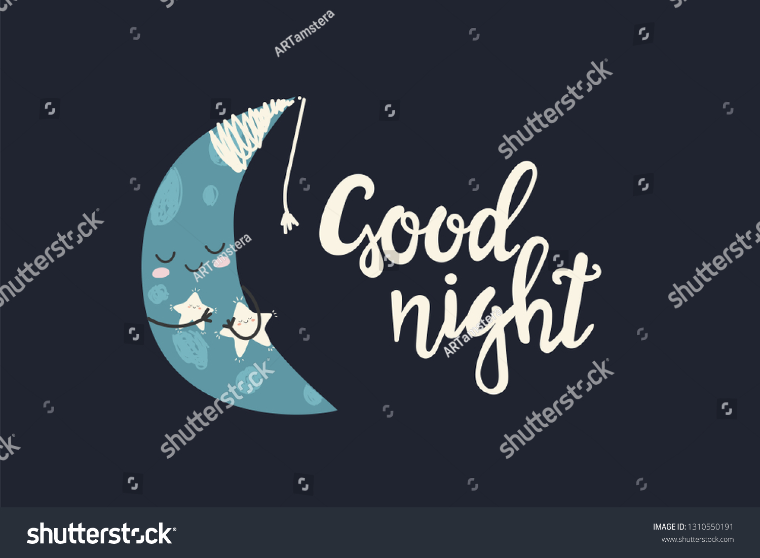 Good Night Draw Seamless Pattern Background Stock Vector (Royalty Free ...