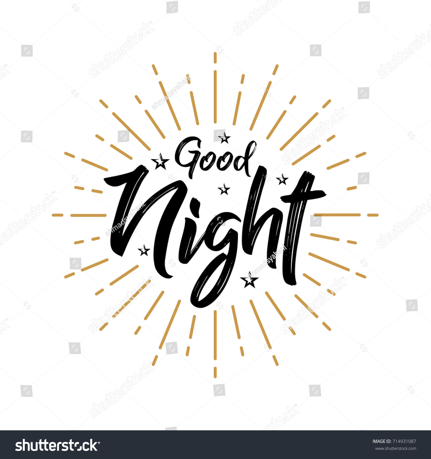 Good Night Fireworks Today Day Lettering Stock Vector (Royalty Free ...