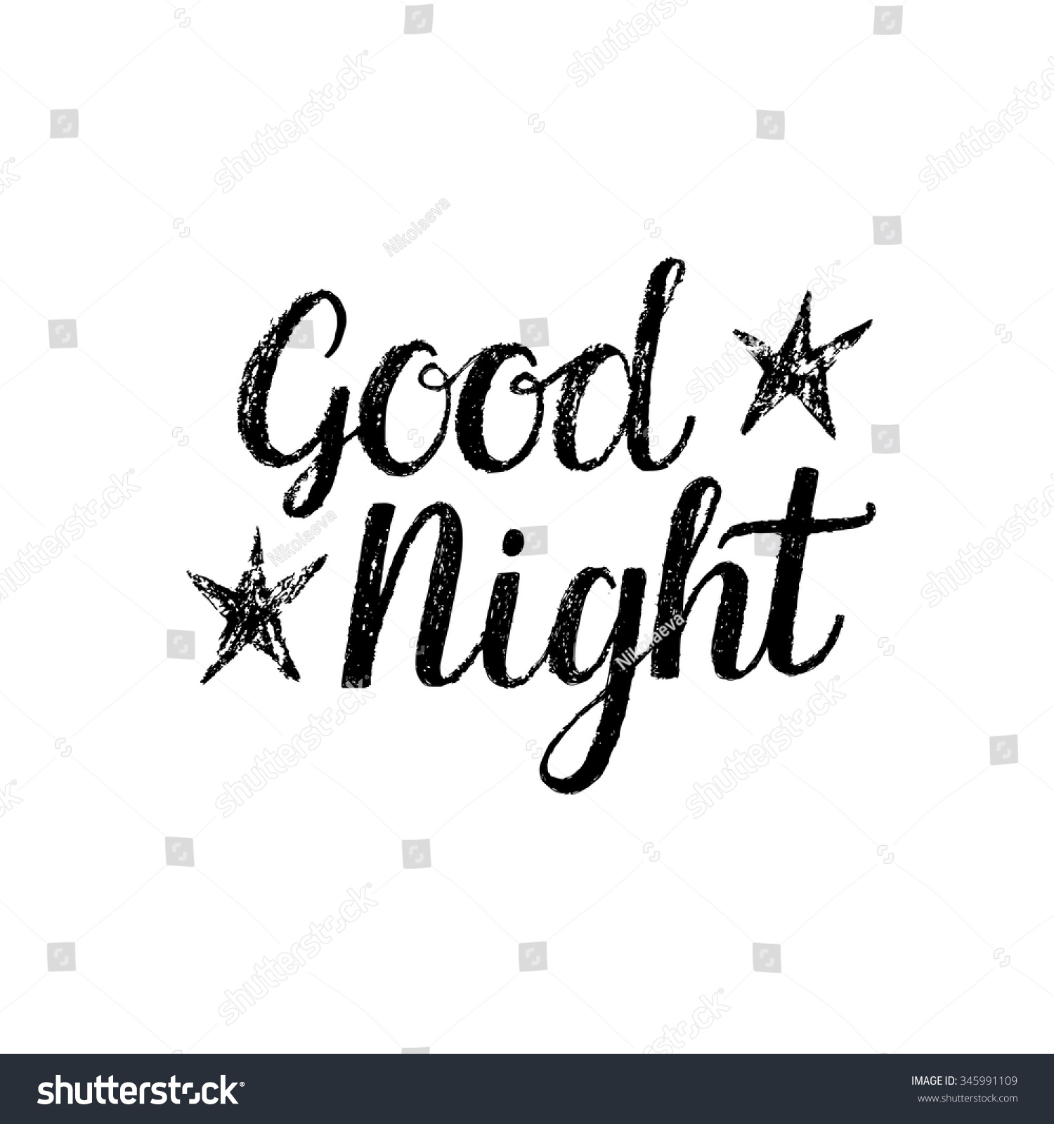 Good Night Hand Drawn Isolated Phrase Stock Vector (Royalty Free ...