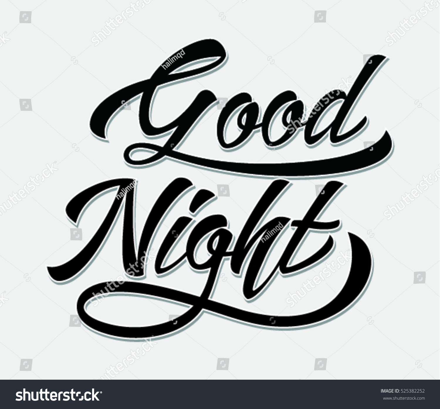 Good Night Hand Lettering Stock Vector (Royalty Free) 525382252 ...