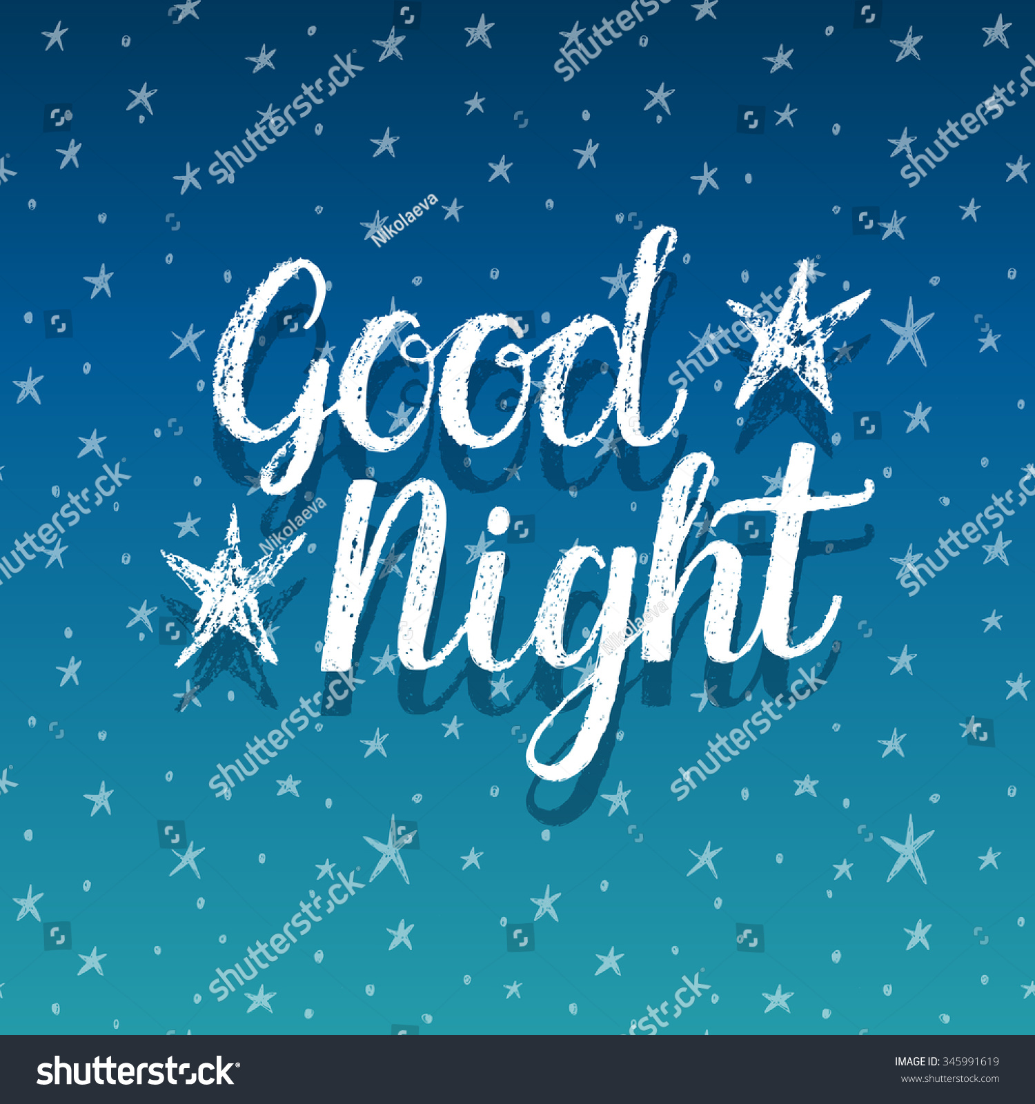 Good Night, Hand Lettering Illustration - 345991619 : Shutterstock