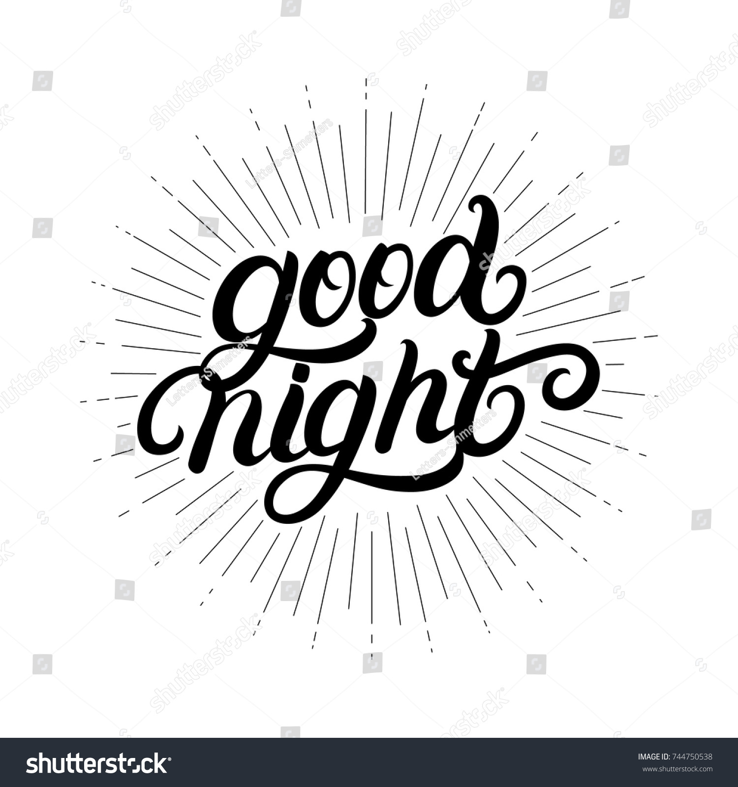 Good Night Hand Written Lettering Light Stock Vector (Royalty Free ...