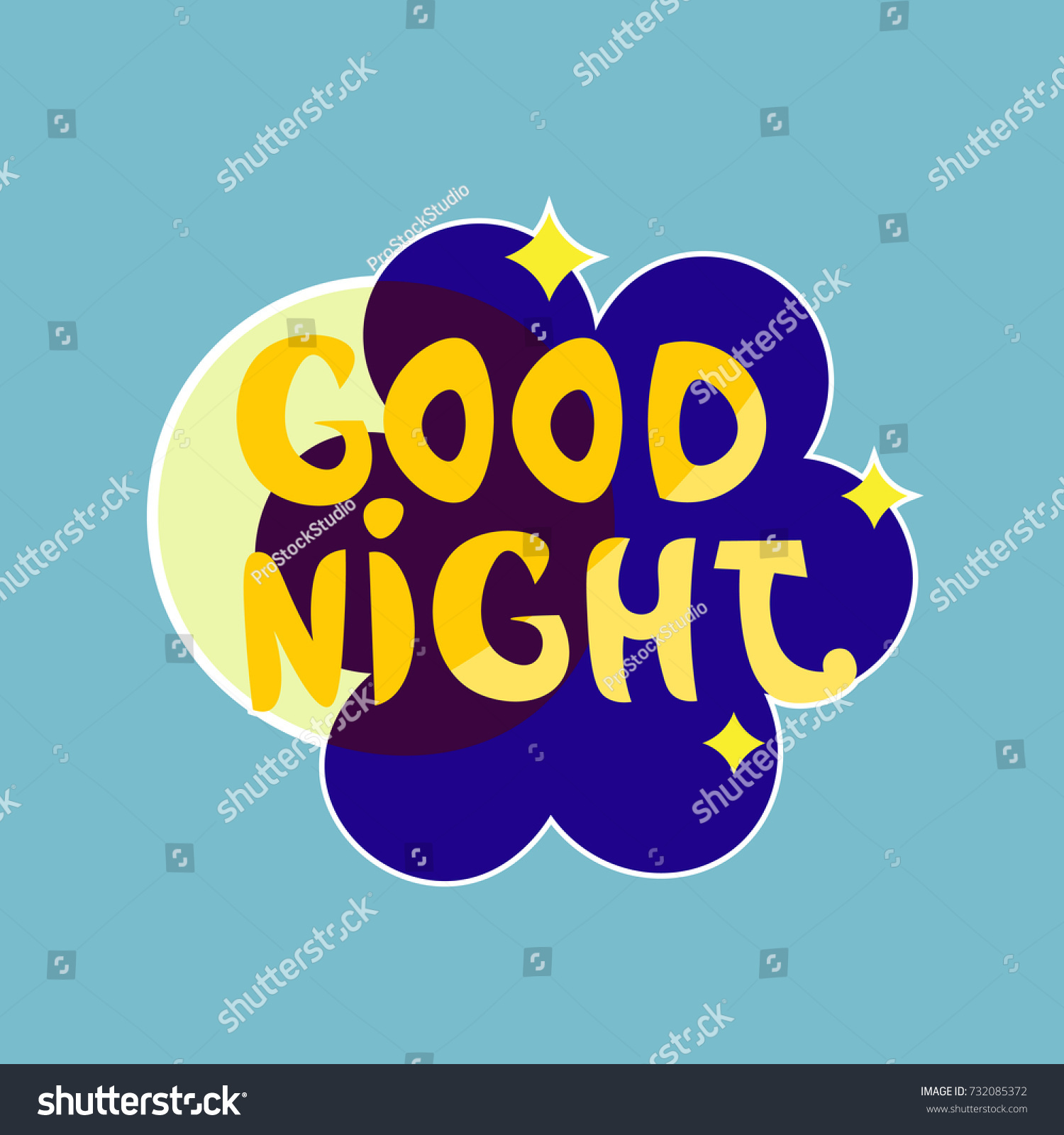 Good Night Sticker Social Media Network Stock Vector (Royalty Free ...