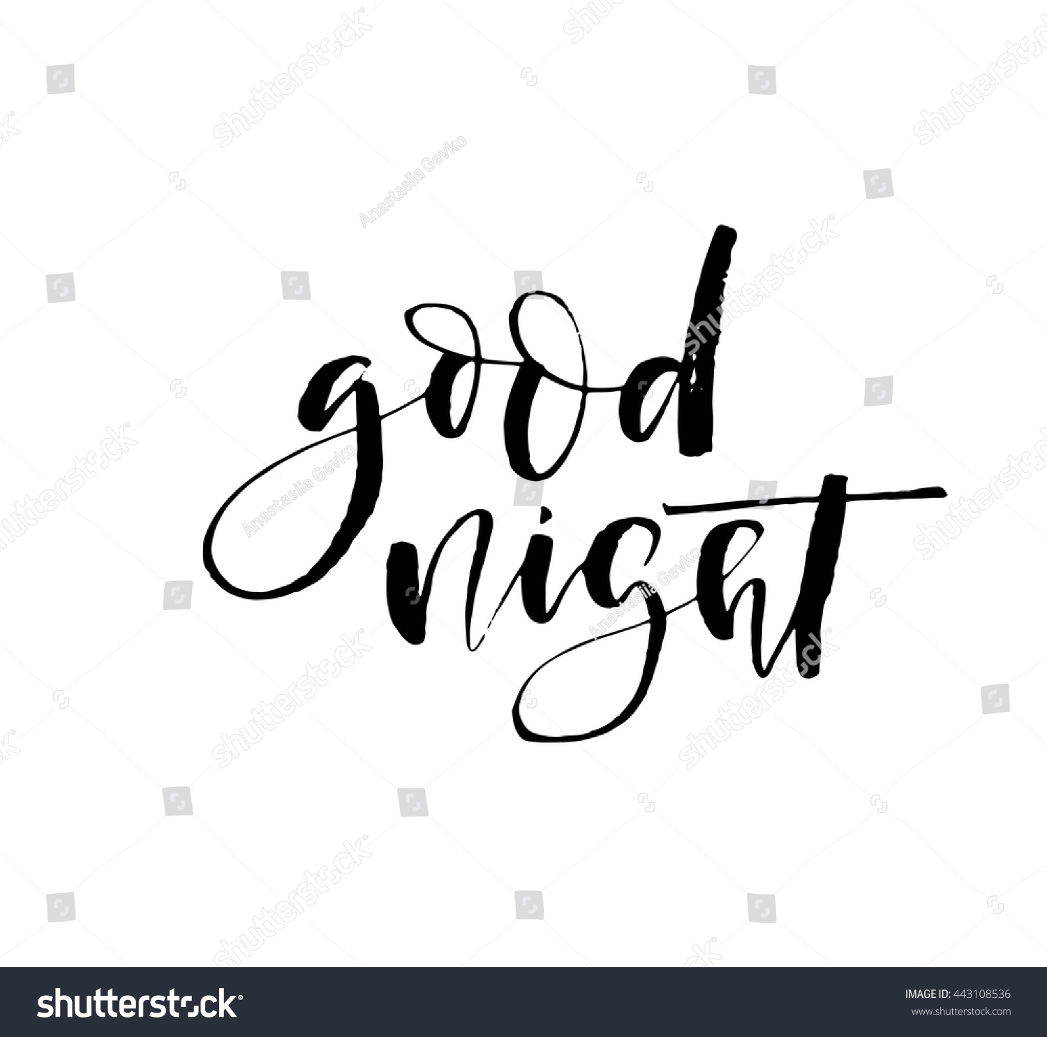 Good Night Typography Illustration Handdrawn Poster Stock Vector ...