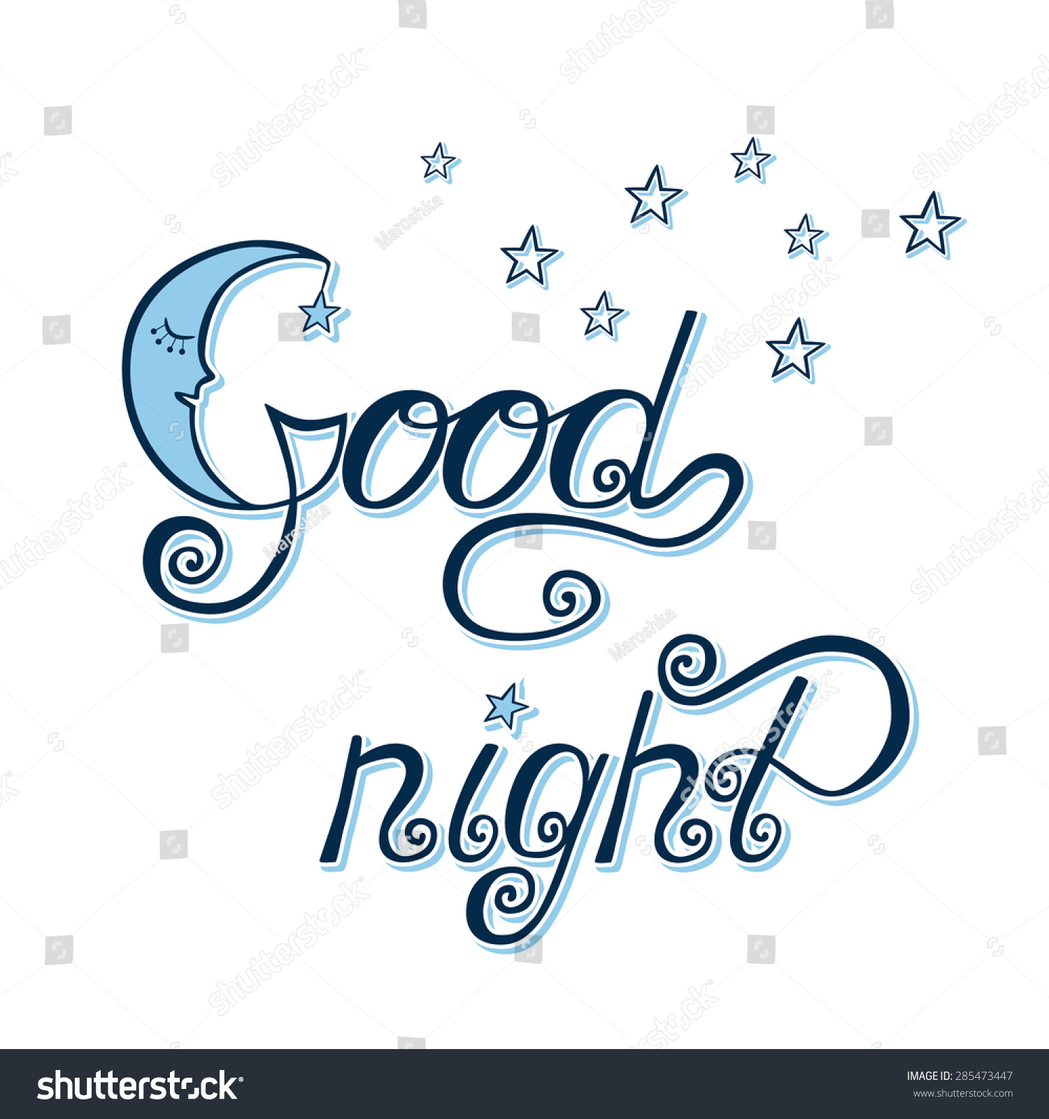Good Night Word Written Calligraphy Style Stock Vector 285473447 ...