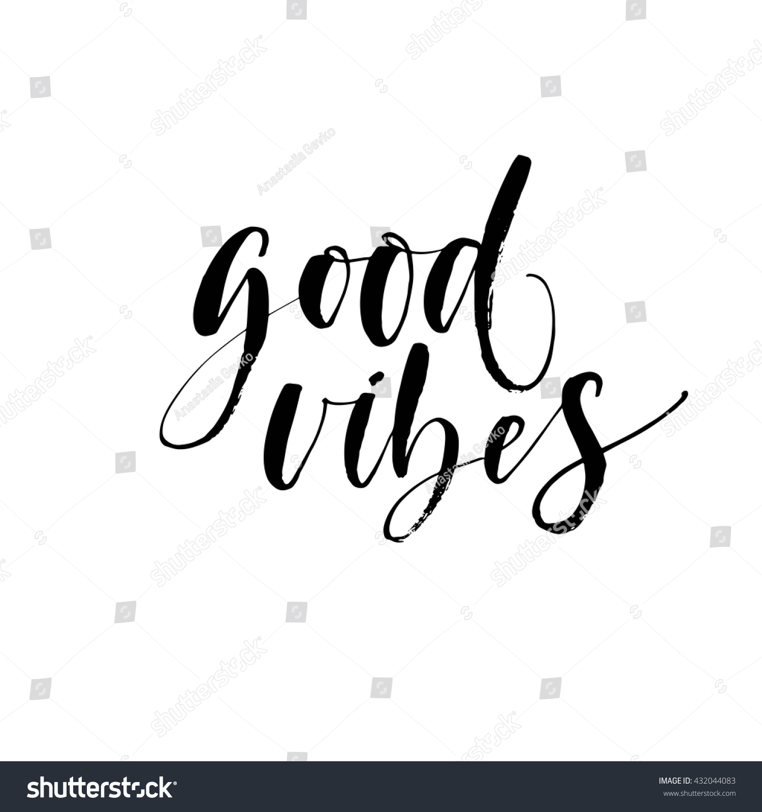 Good Vibes Card Hand Drawn Lettering Stock Vector (Royalty Free ...