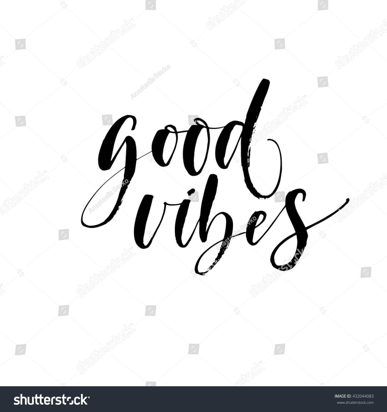 Good Vibes Card Hand Drawn Lettering Stock Vector 432044083 - Shutterstock