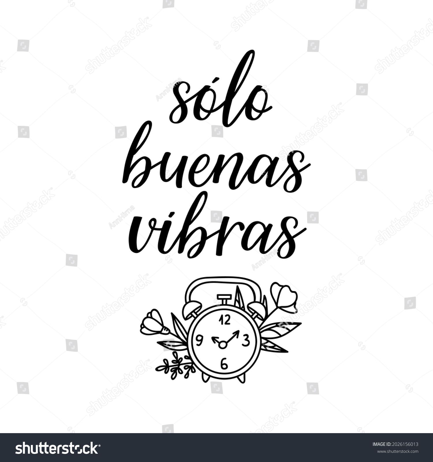 Good Vibes Only Spanish Lettering Ink Stock Vector Royalty Free