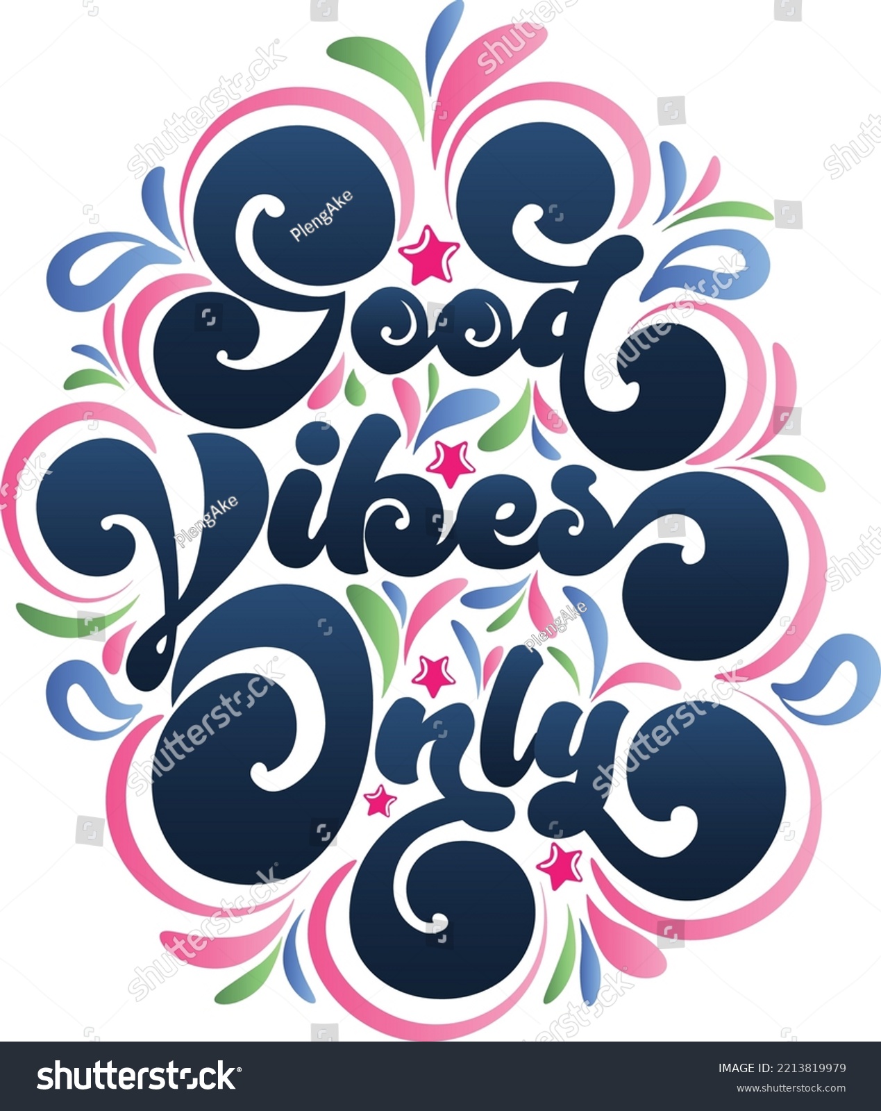SVG of Good Vibes Only Letering is vintage retro style combine with modern splashing water, the design Calligraphy letter has a unique and beautiful touch, which will make your product come alive!  svg