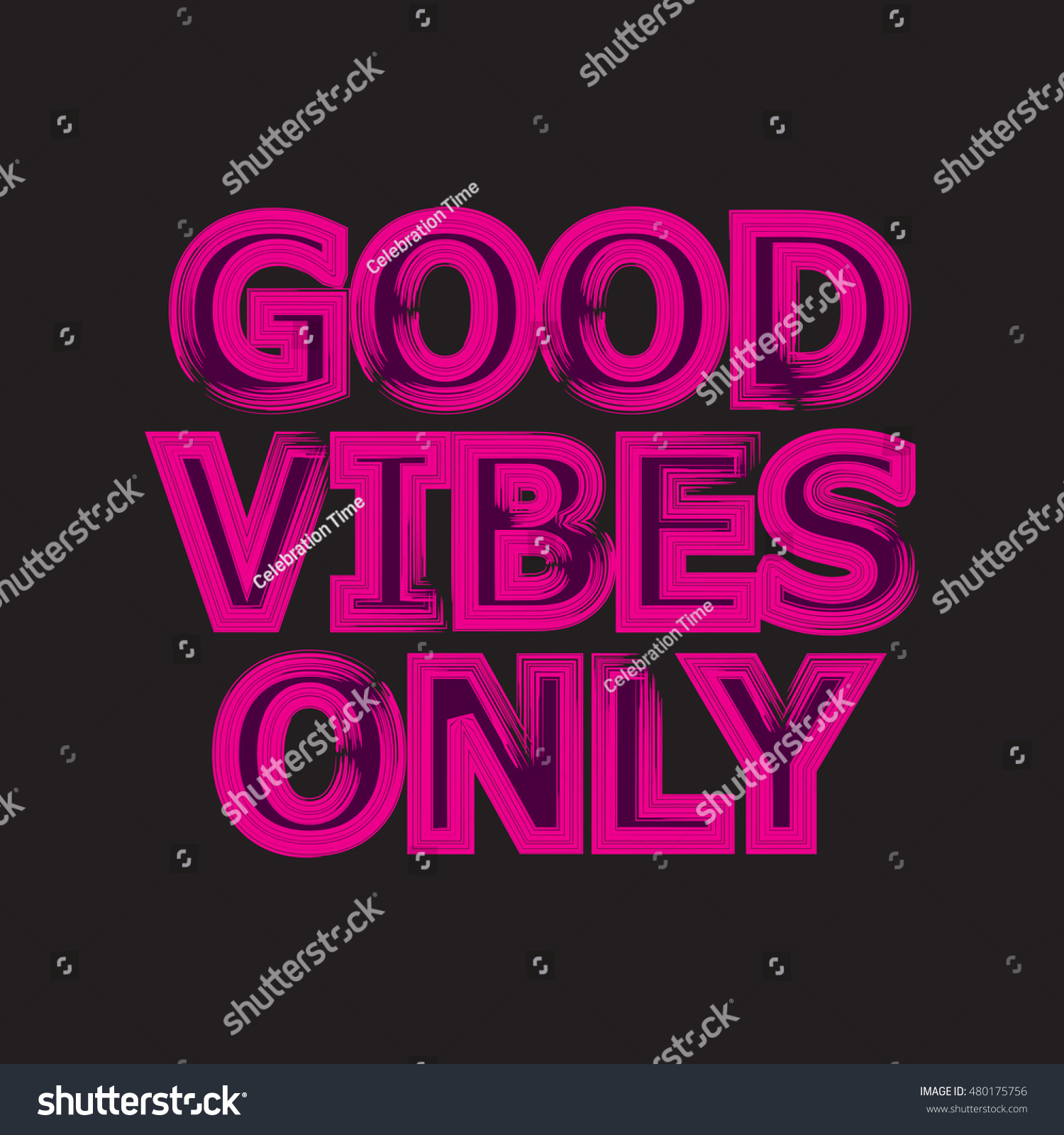 Good Vibes Only Pink Typography Poster Stock Vector (Royalty Free ...