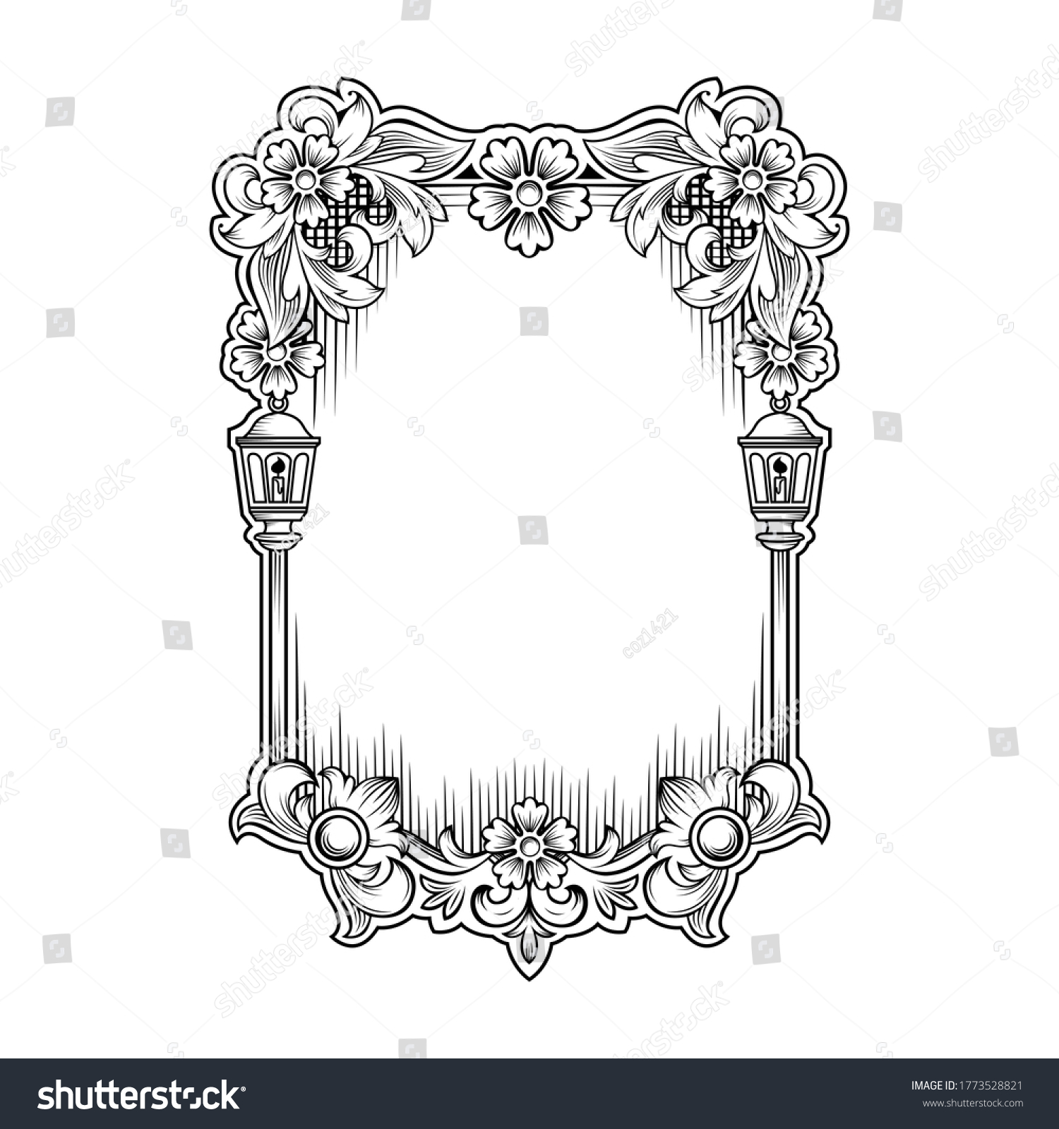 Gorgeous Baroque Frame Blank Space Stock Vector (Royalty Free ...
