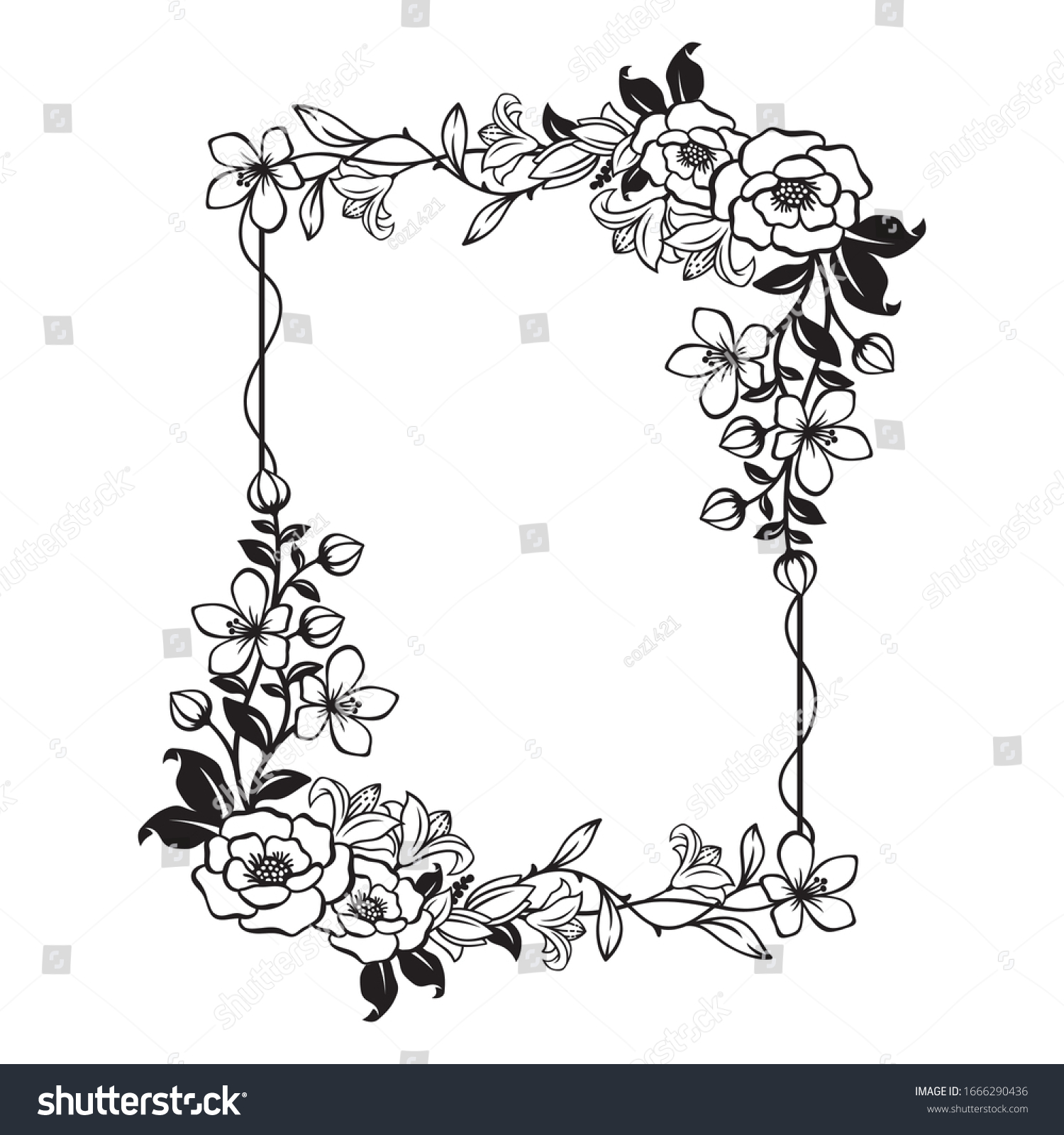 SVG of Gorgeous Floral frame with blank space svg