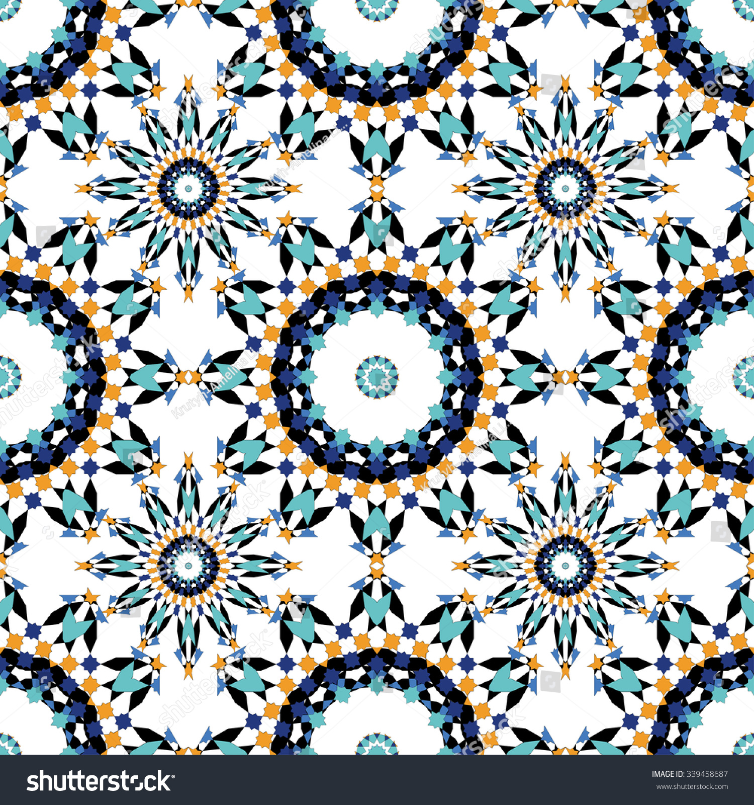 Gorgeous Seamless Pattern Blue Moroccan Tiles Stock Vector (Royalty ...