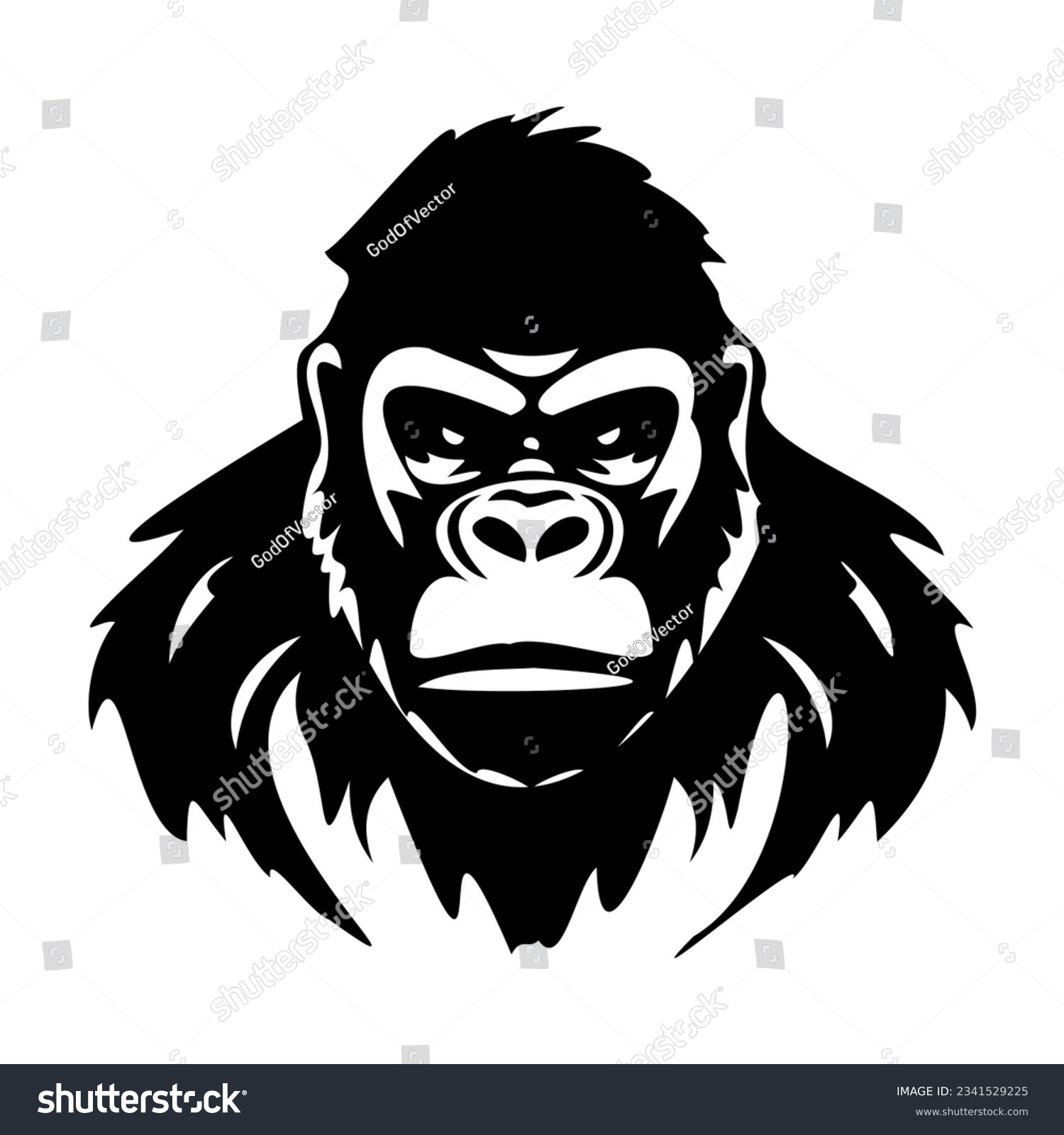 SVG of Gorilla line icon. Monkey, Cro-Magnon, Africa, giant, hair, beast, circus, Congo. Black vector icons on a white background for Business svg