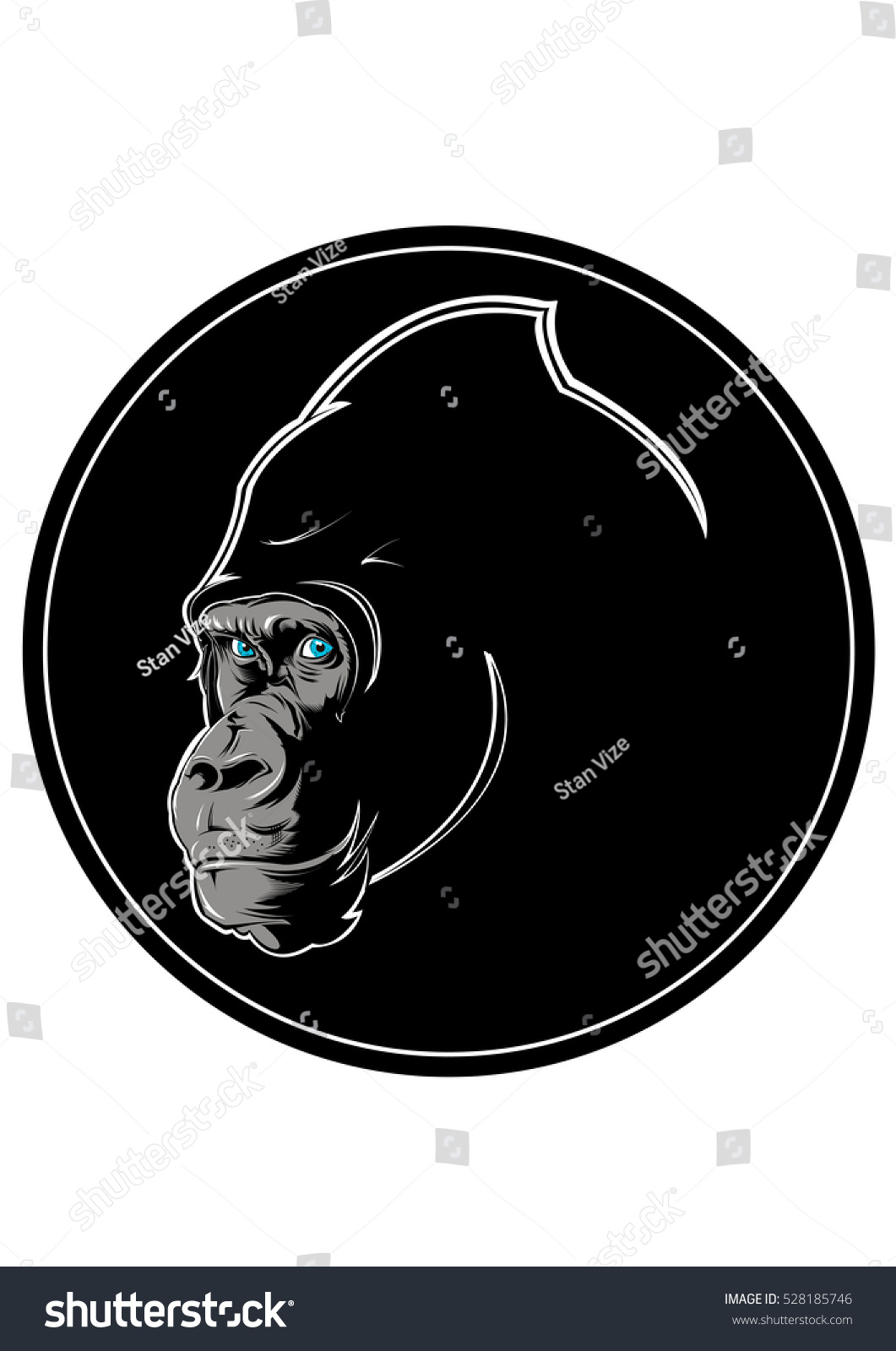 Gorillas Face Emblem Template Print Vector: vector de stock (libre de ...
