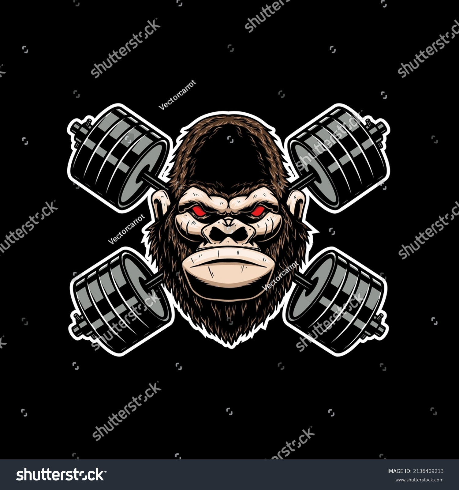 Gorilla Crossed Gym Barbells Design Element Stock Vector (Royalty Free ...