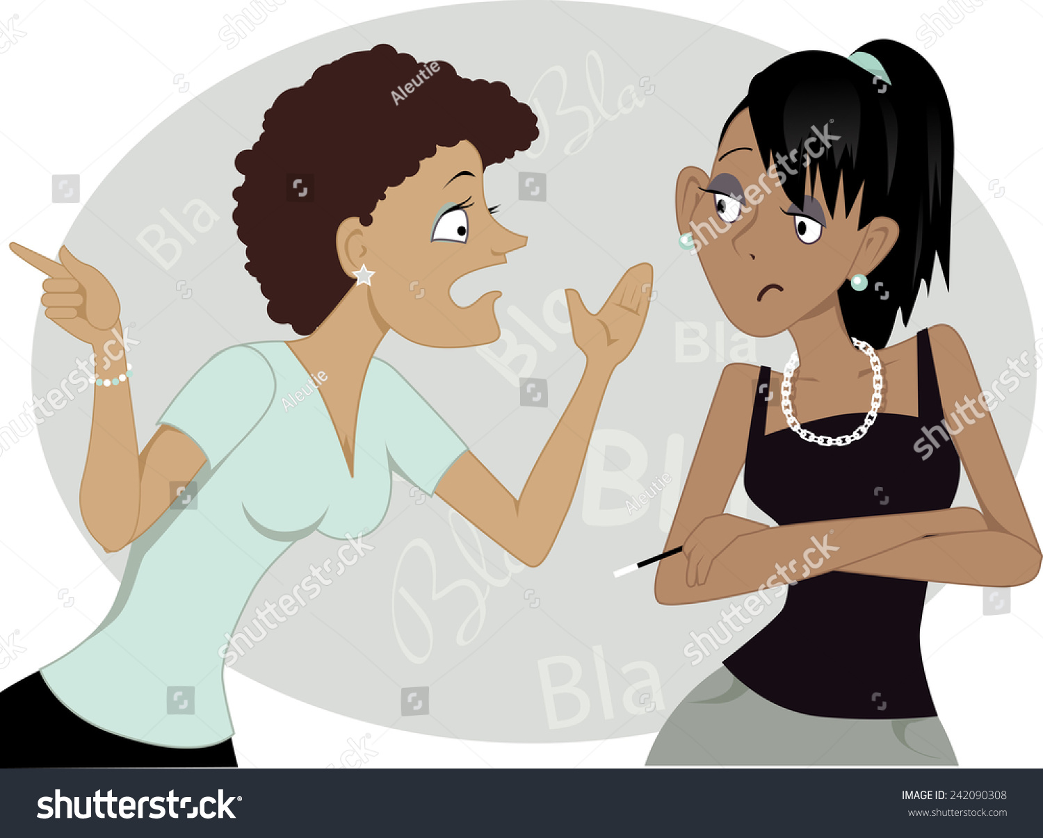 Gossip Girls Portrait Two Cartoon Women Stock Vector 242090308