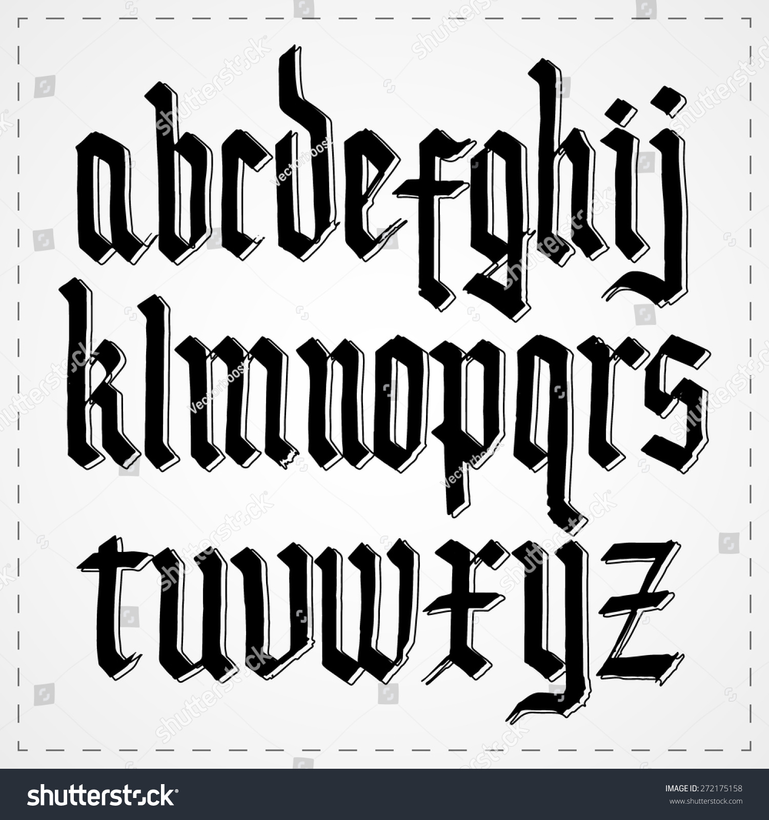 Gothic Alphabet Font Vector Stock Vector 272175158 - Shutterstock