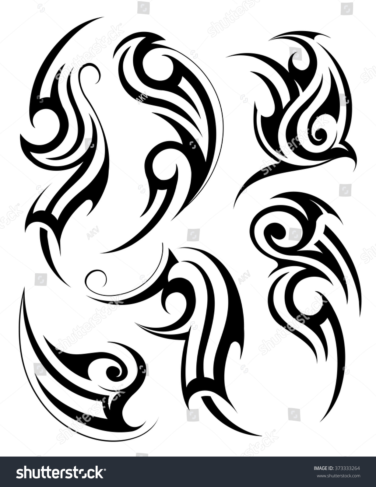 Gothic And Celtic Styles Tattoo Shape Set Stock Vector 373333264 ...