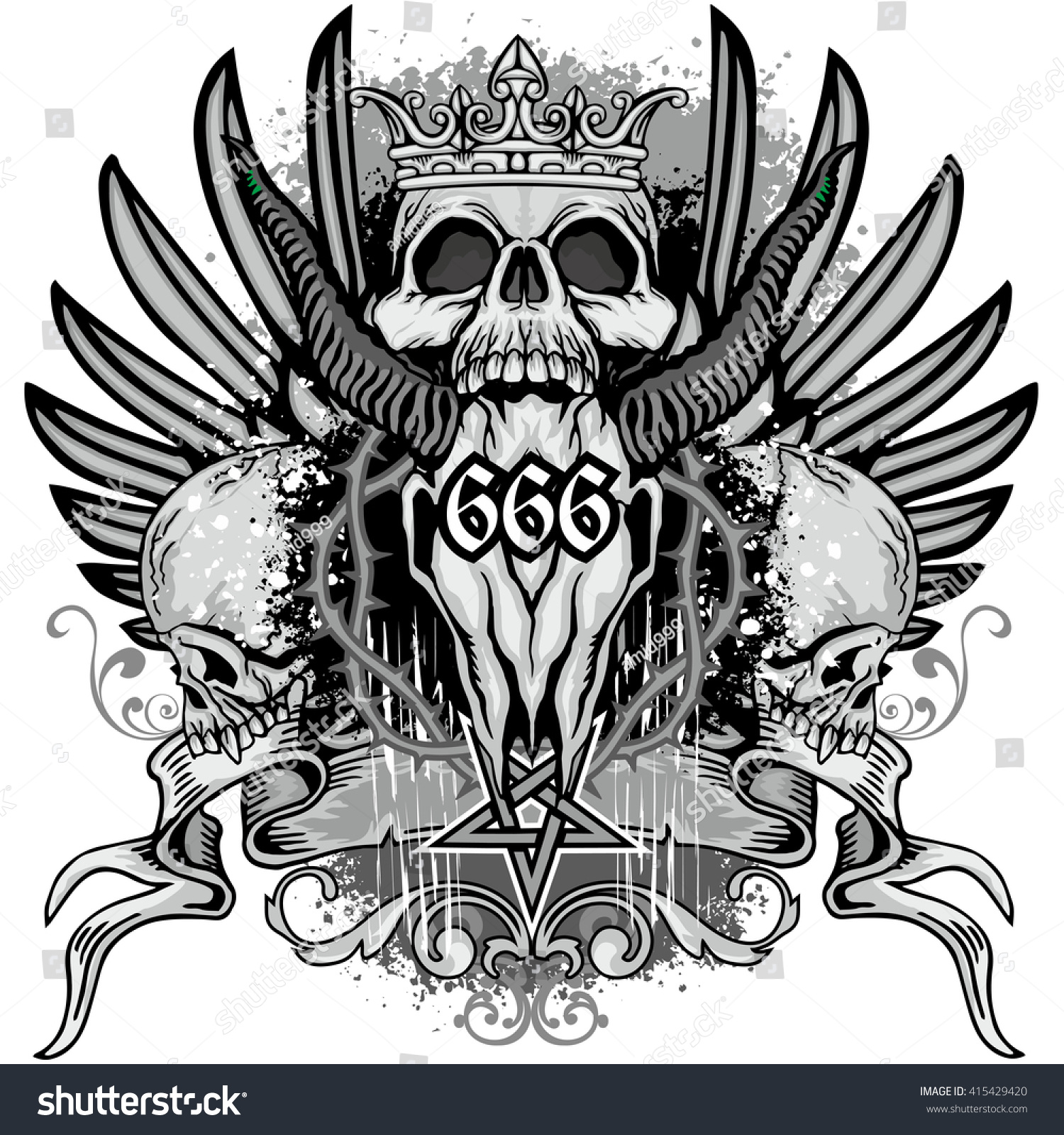 Gothic Coat Arms Skull Grungevintage Design Stock Vector (Royalty Free ...