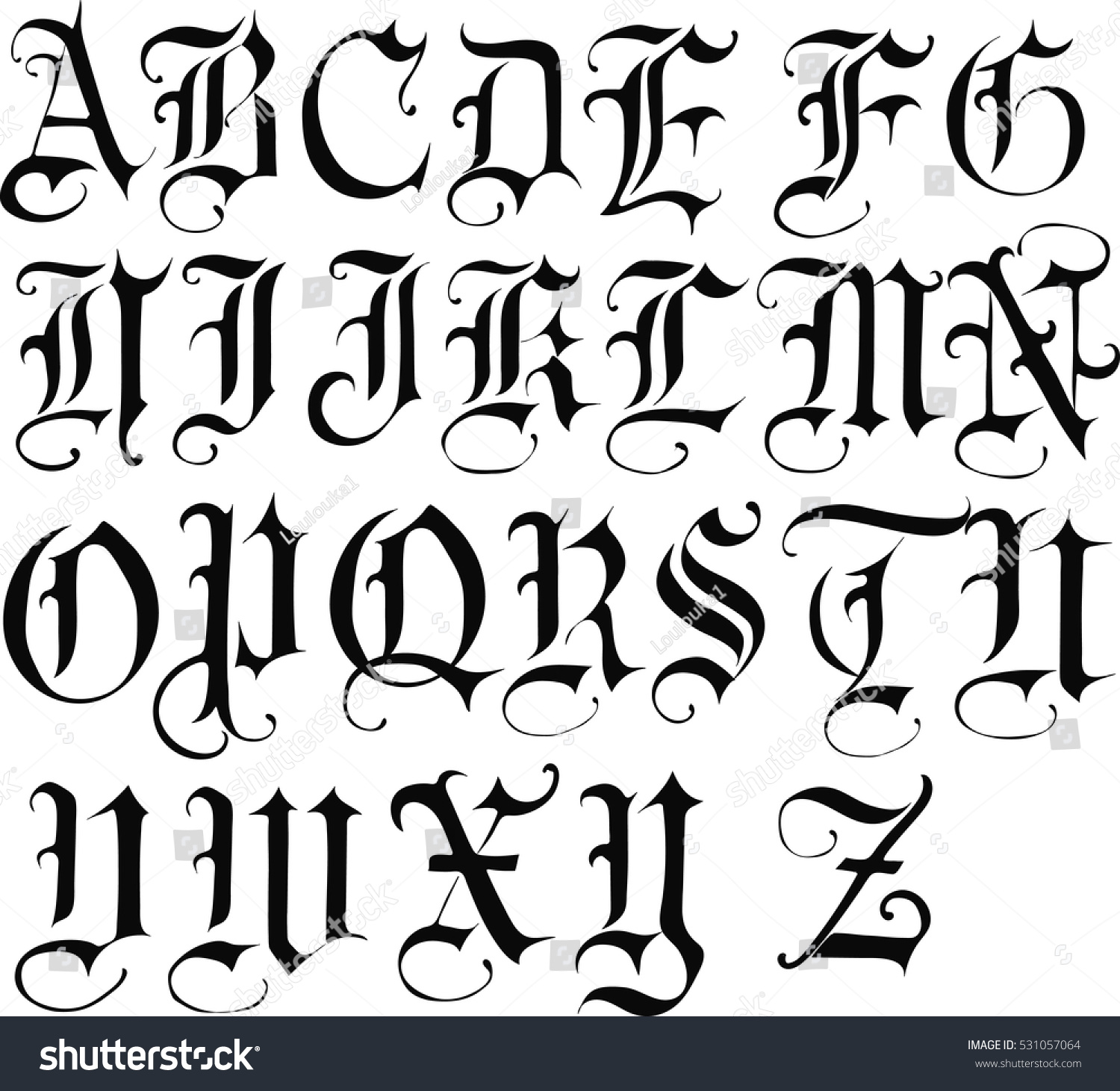 Gothic Font Vector Stock Vector 531057064 - Shutterstock