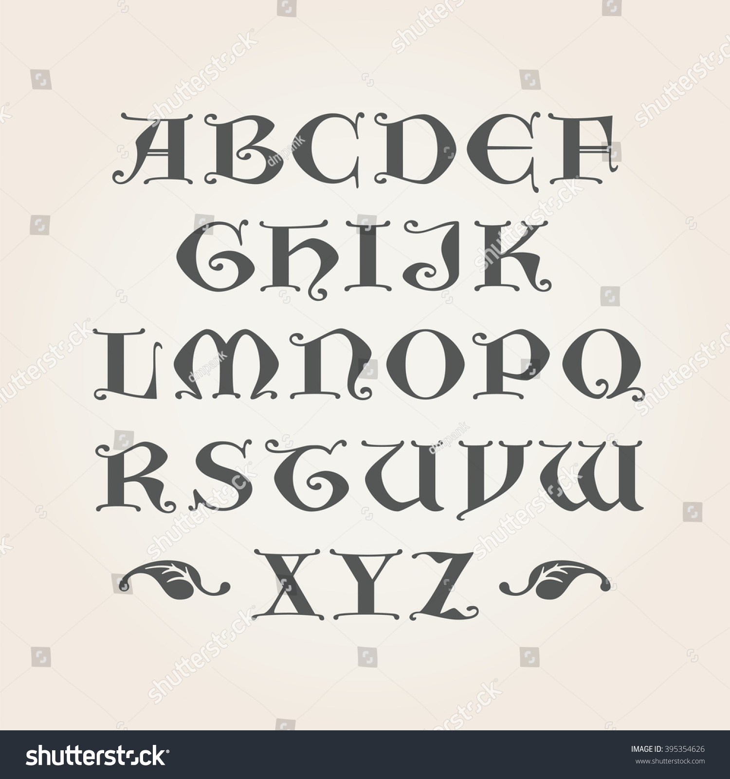 Gothic Initials Capital Latin Az Letters Stock Vector 395354626 ...