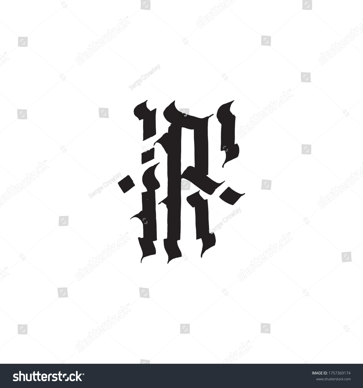 Gothic Lettering Black Symbol P Logo Stock Vector Royalty Free