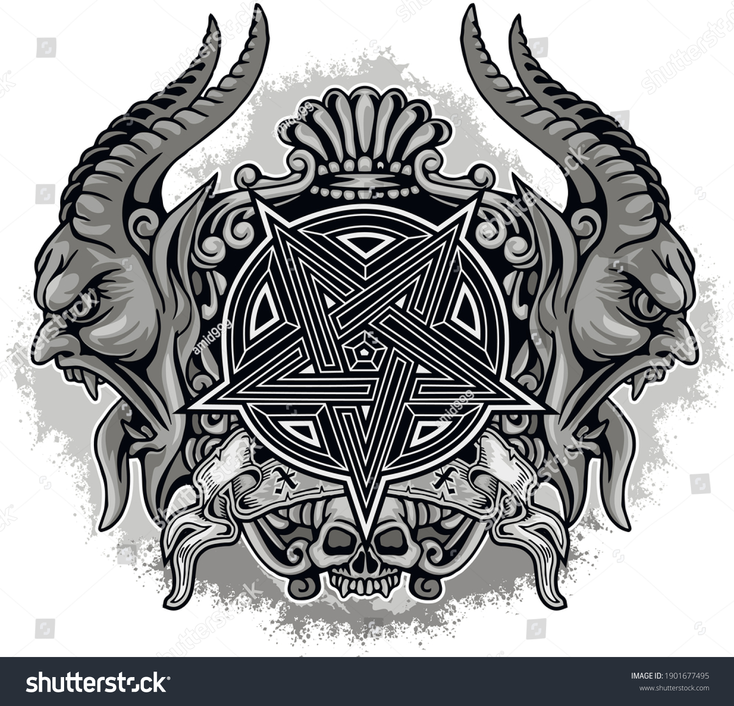 18 Grunge vector skull coat of arms tribal Images, Stock Photos ...