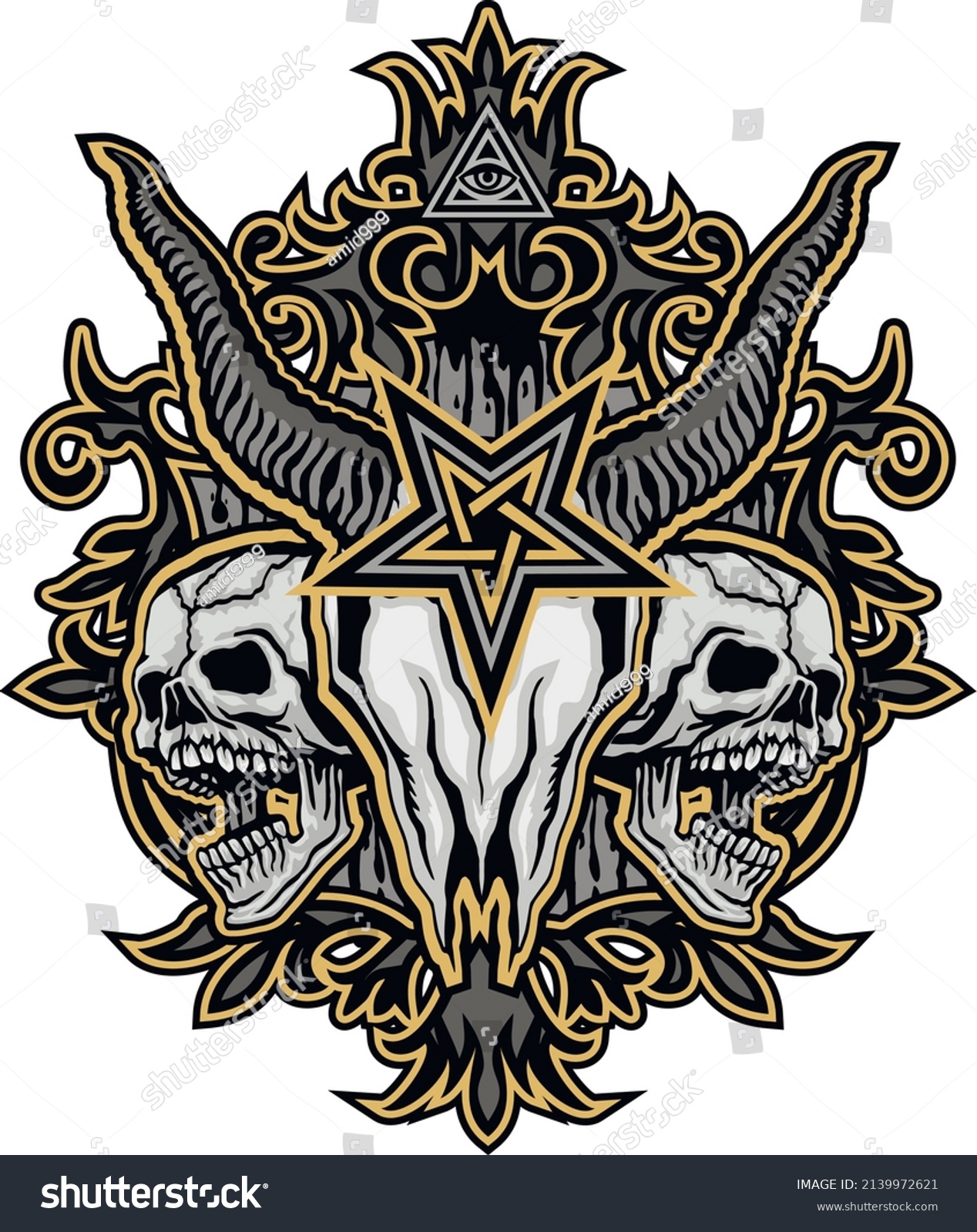 Gothic Sign Goat Skull Grunge Vintage Stock Vector (Royalty Free ...