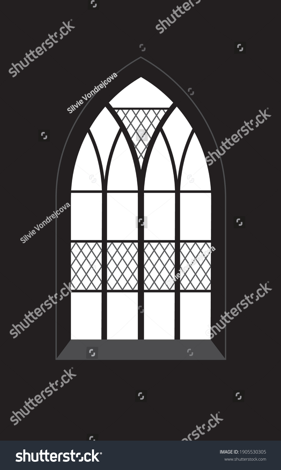 Gothic Window Vector Graphic Stock Vector Royalty Free 1905530305