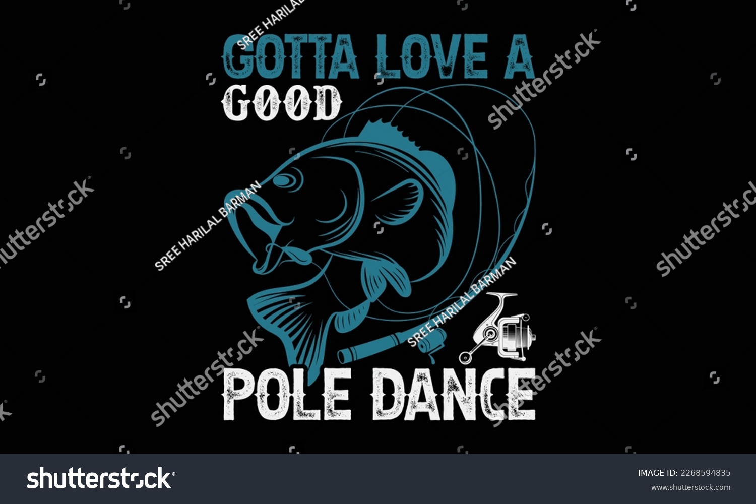 SVG of Gotta love a good pole dance - Hand-drawn lettering phrase, SVG t-shirt design. Ocean animal with spots and curved tail blue badge, Vector files EPS 10. svg