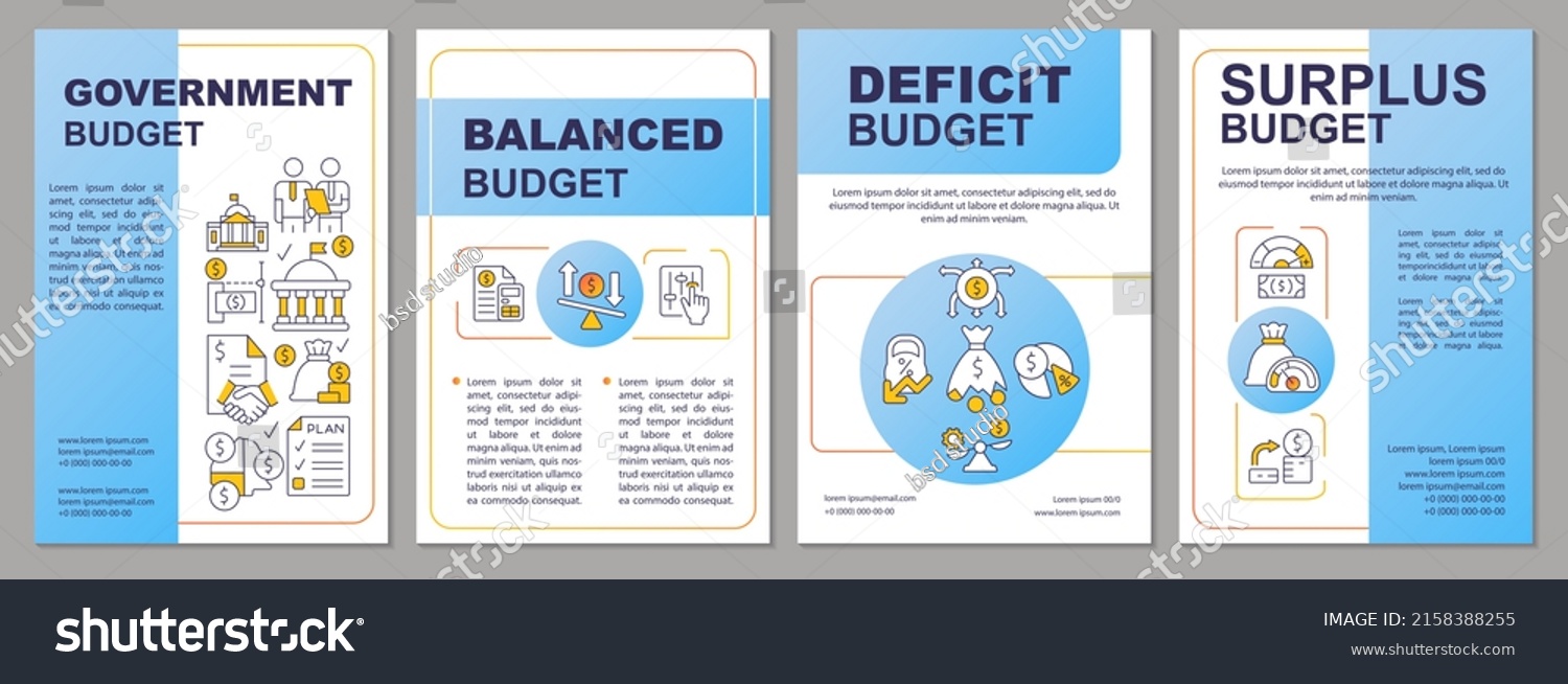 Government Budget Types Blue Brochure Template Stock Vector Royalty Free 2158388255 Shutterstock 2222