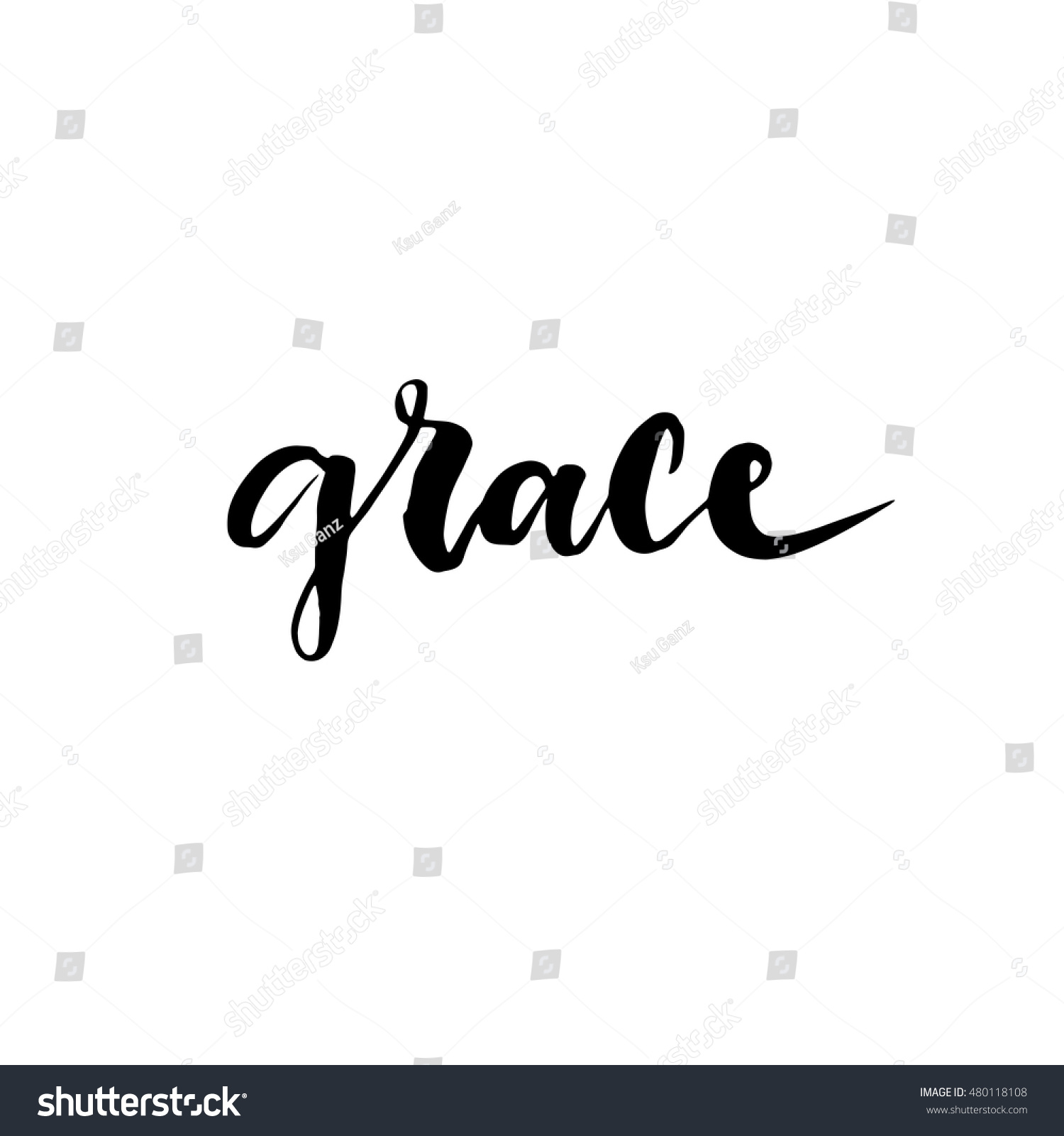 Grace Hand Lettering Modern Brush Calligraphy Stock Vector 480118108 ...