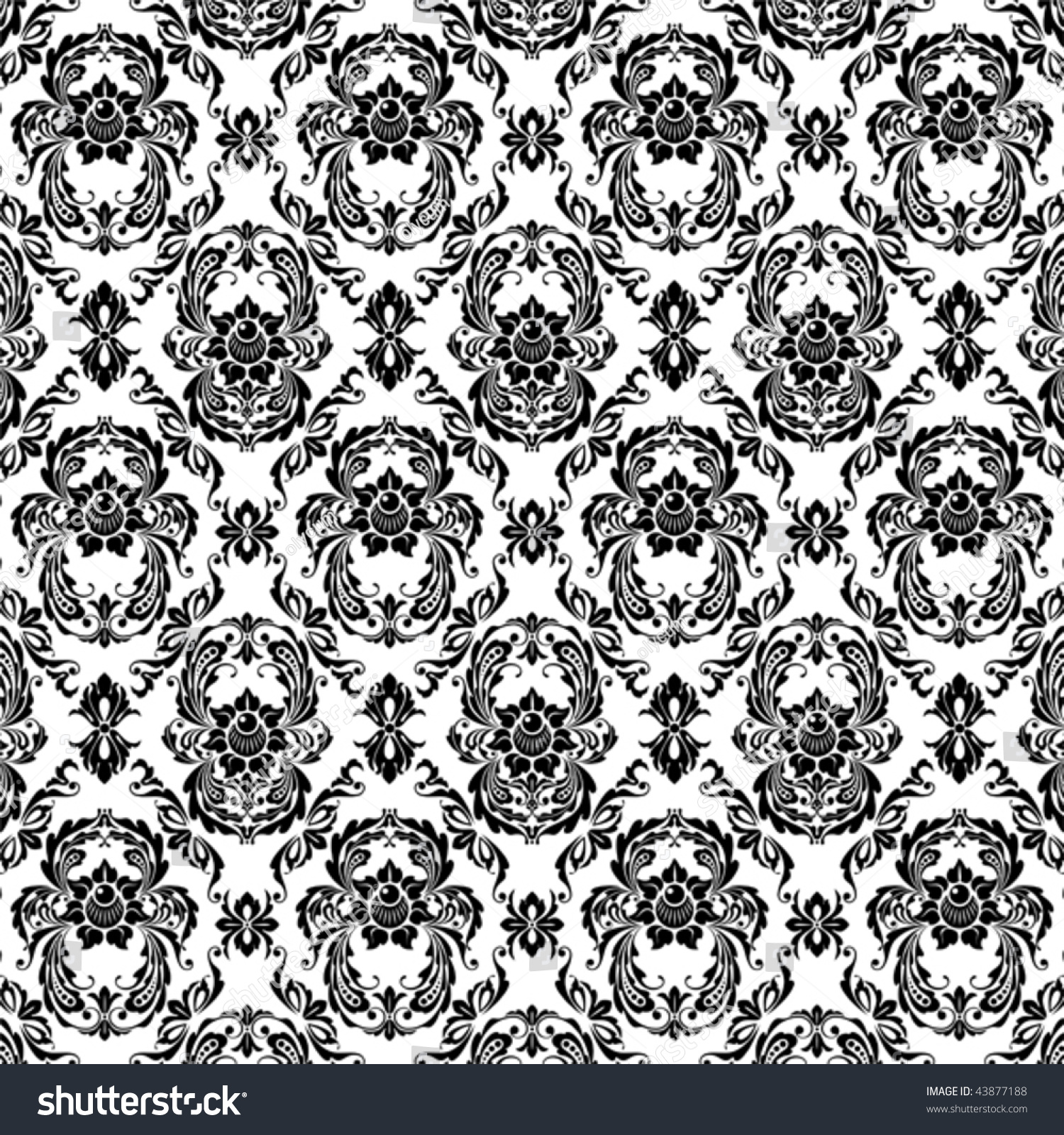 Graceful Decorative Wallpaper With Black Patterns Stock Vector ...