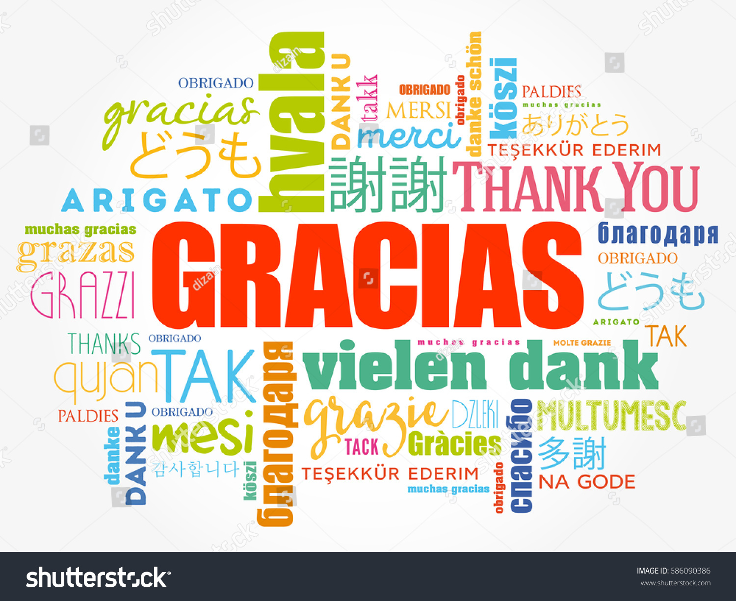 Gracias Gracias En Español Word Cloud Vector De Stock Libre De