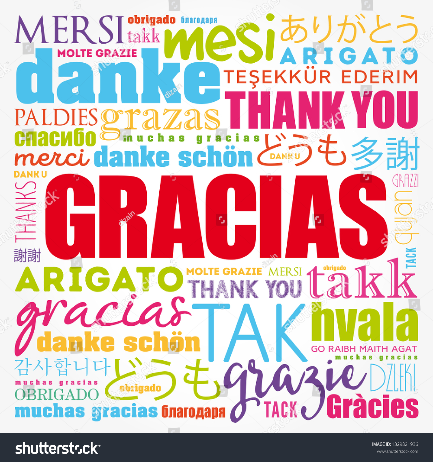 Gracias Thank You Spanish Word Cloud Vector De Stock Libre De Regalías 1329821936 Shutterstock 6261