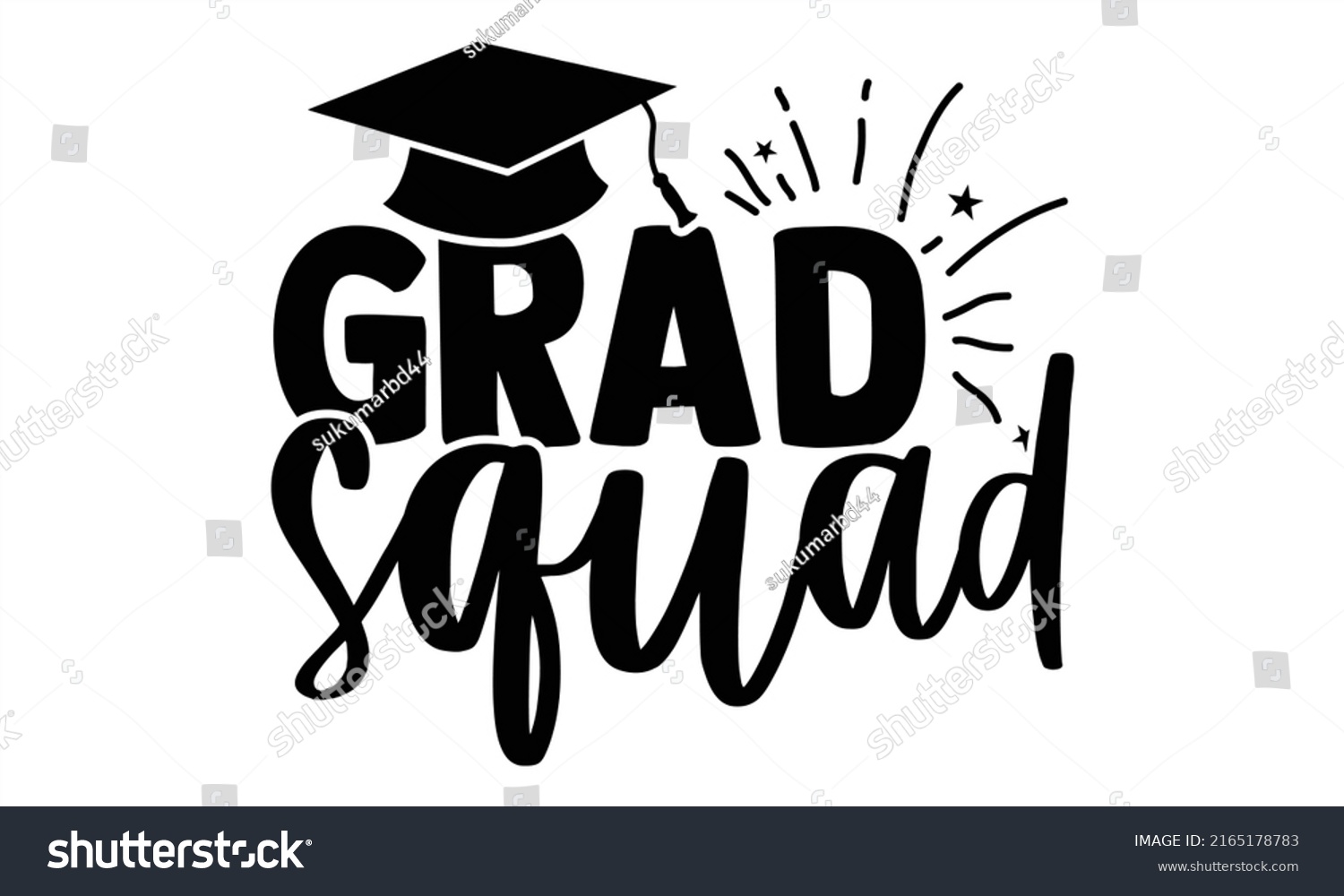 SVG of Grad squad - Graduation t shirts design, Hand drawn lettering phrase, Calligraphy t shirt design, Isolated on white background, svg Files for Cutting Cricut and Silhouette, EPS 10, card, flyer svg