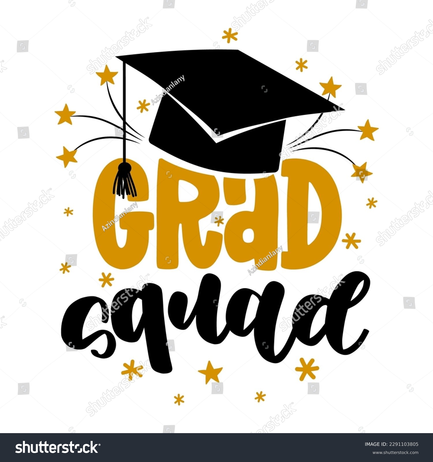 SVG of Grad Squad - Typography. black text isolated white background. Vector illustration of a graduating class of 2023. graphics elements for t-shirts, and the idea for the sign svg