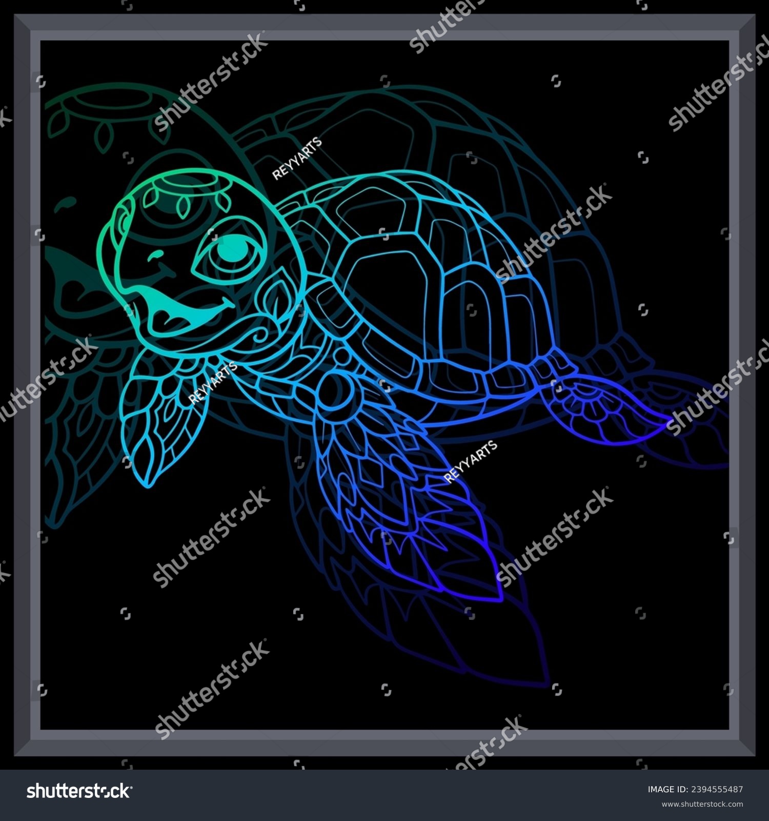 SVG of Gradient colorful Cute sea turtle mandala arts. svg