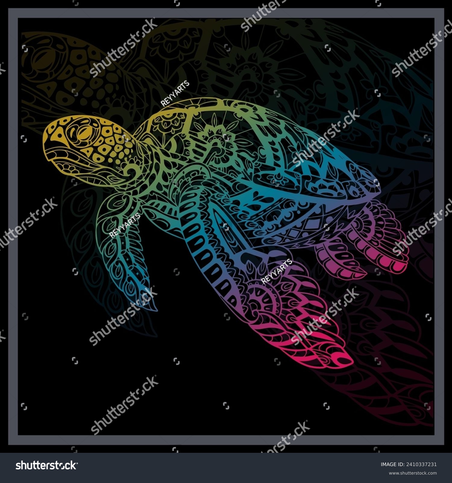 SVG of Gradient Colorful sea turtle mandala arts. svg