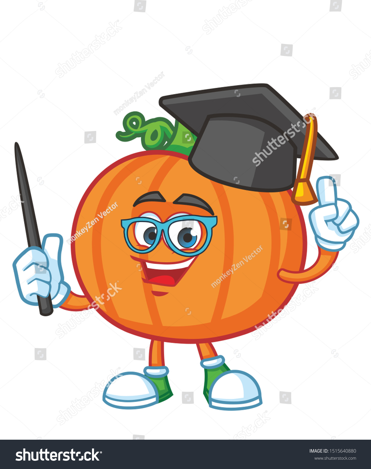 Graduate Pumpkin Cartoon Mascot Character Vector Stock Vector (Royalty ...