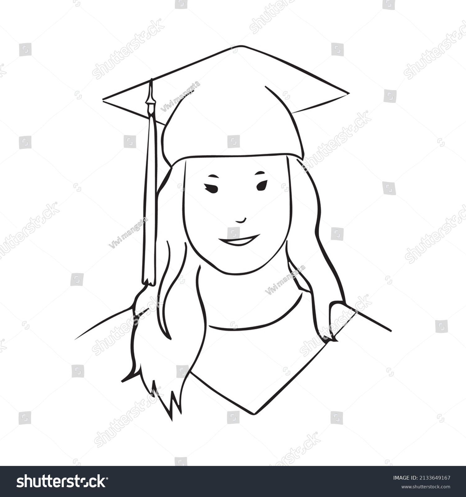 Graduate Student Line Art Graduated Girl Stock Vector (Royalty Free ...