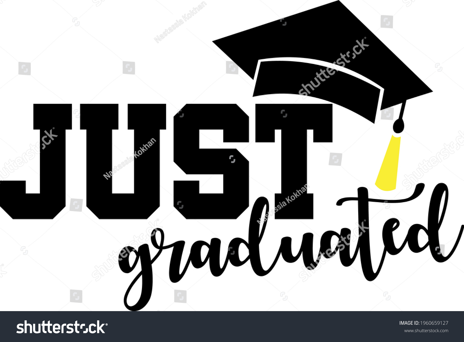 SVG of Graduate svg vector Illustration isolated on white background. Proud graduate shirt design. Grade squad. Just graduated cut file for Cricut and Silhouette. svg