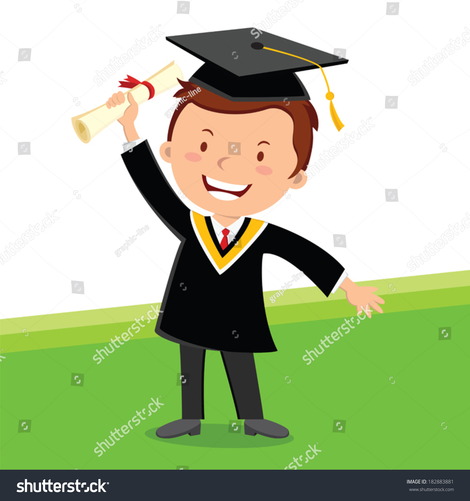 Graduating Young Man Cheerful Young Graduate Stock Vector 182883881 ...